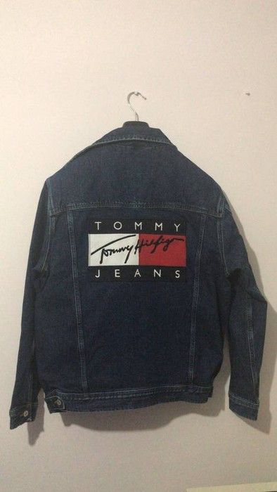 Tommy Hilfiger American Flag Interior Denim Jacket With Logo Back Print Size US XL / EU 56 / 4 - 7 Thumbnail