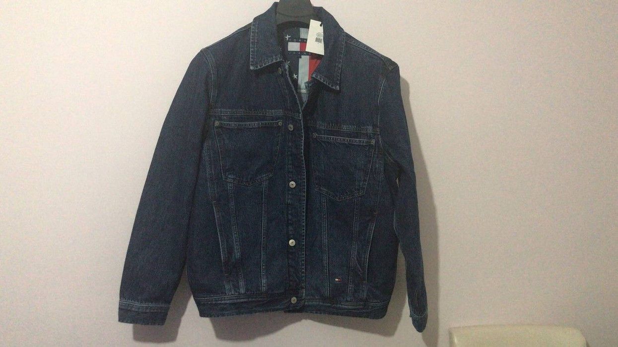 Tommy Hilfiger American Flag Interior Denim Jacket With Logo Back Print Size US L / EU 52-54 / 3 - 4 Thumbnail