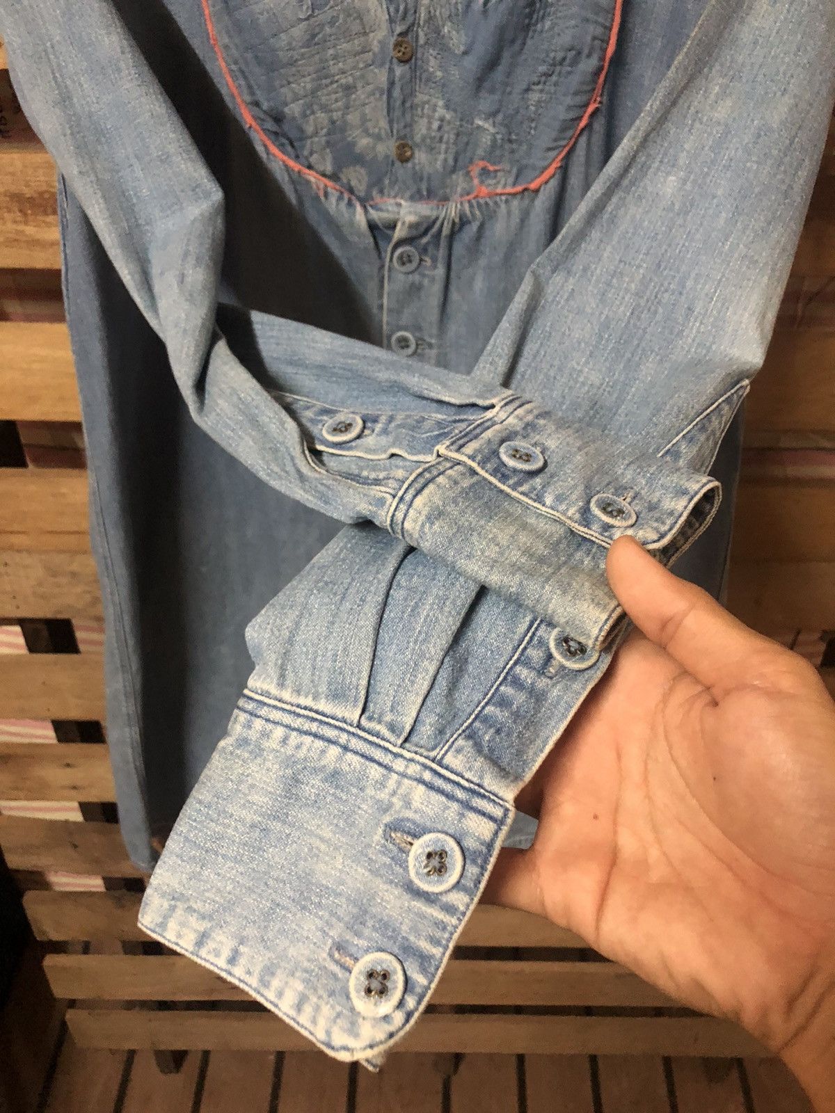 Kapital Kapital Denim Blouse Rare Design Collar Distressed Size US S / EU 44-46 / 1 - 11 Thumbnail