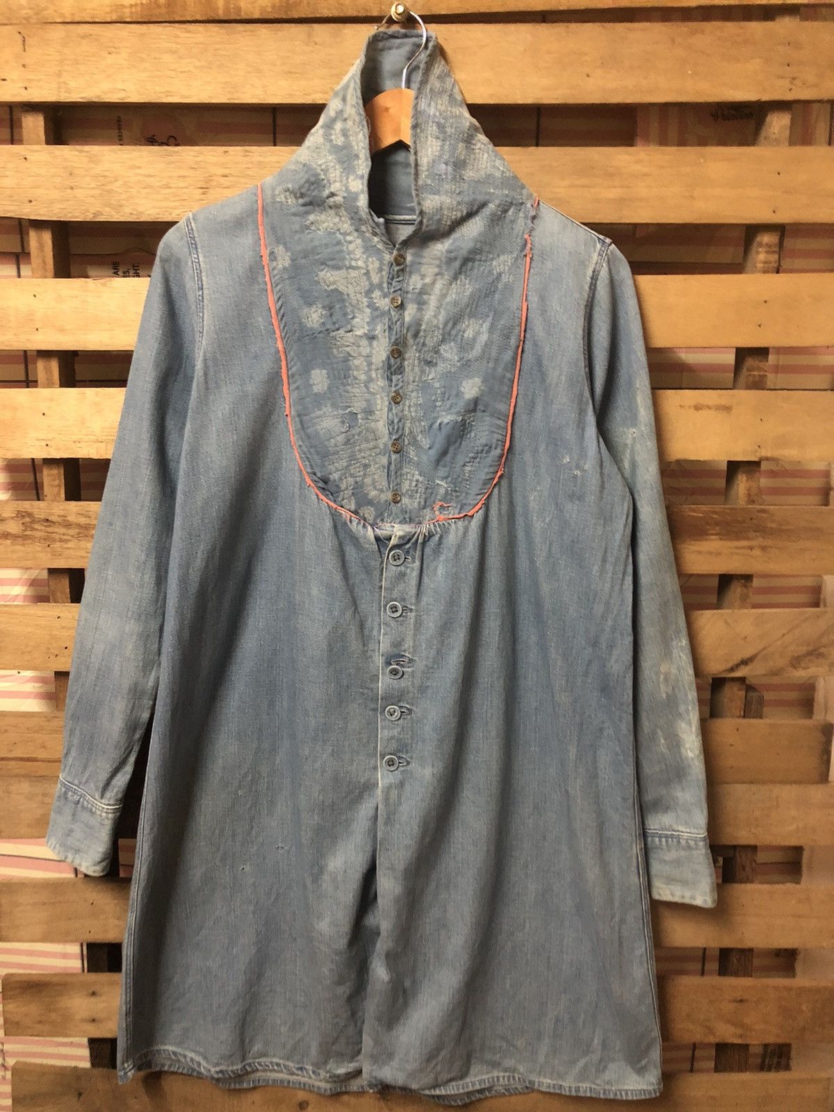 Kapital Kapital Denim Blouse Rare Design Collar Distressed Size US S / EU 44-46 / 1 - 1 Thumbnail