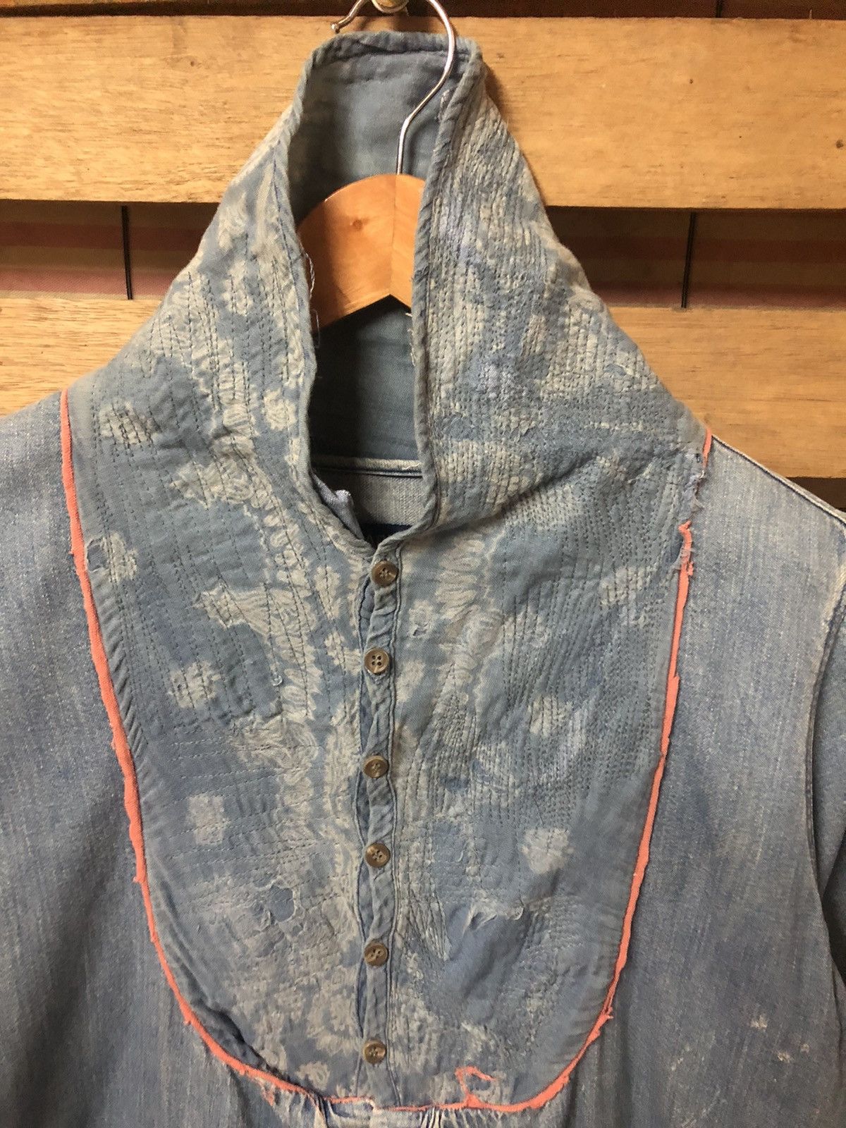 Kapital Kapital Denim Blouse Rare Design Collar Distressed Size US S / EU 44-46 / 1 - 6 Thumbnail