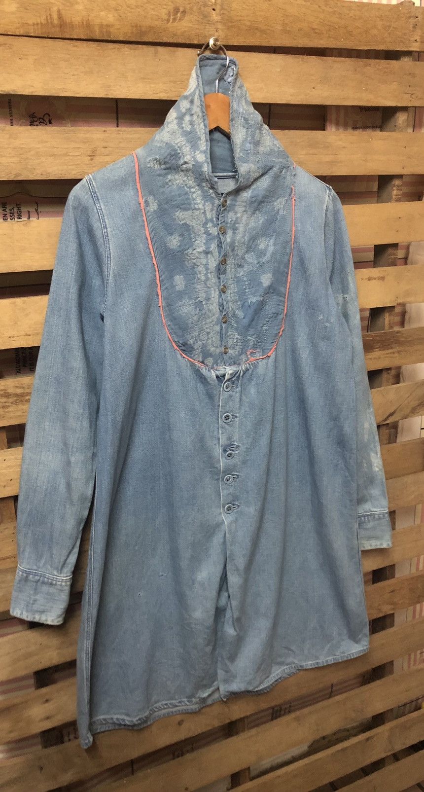 Kapital Kapital Denim Blouse Rare Design Collar Distressed Size US S / EU 44-46 / 1 - 4 Thumbnail