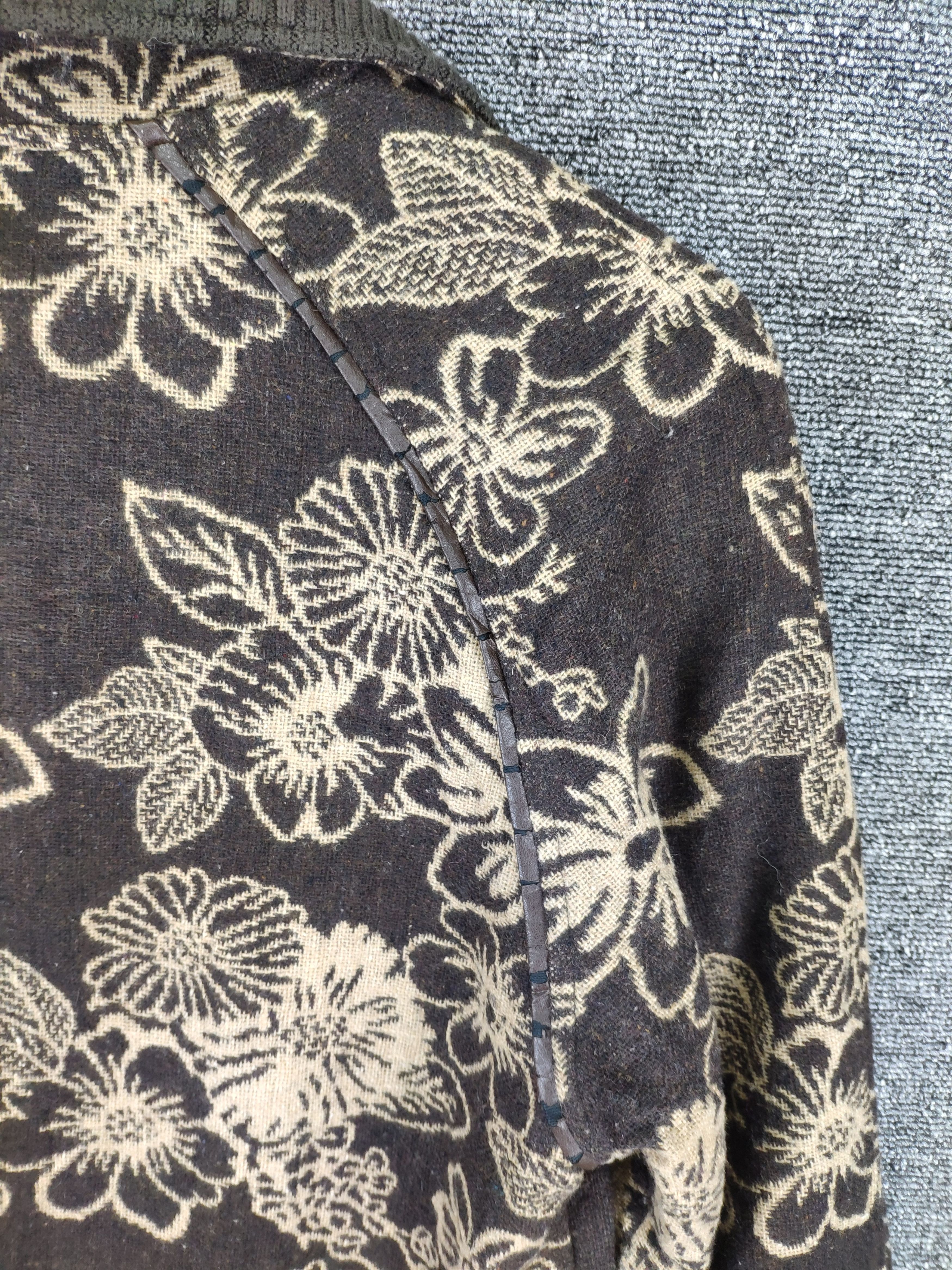 Aran Isles Knitwear × Japanese Brand Steal 💥 Vintage Knit Jacket Button Up Flower Fullprint Size S / US 4 / IT 40 - 10 Thumbnail