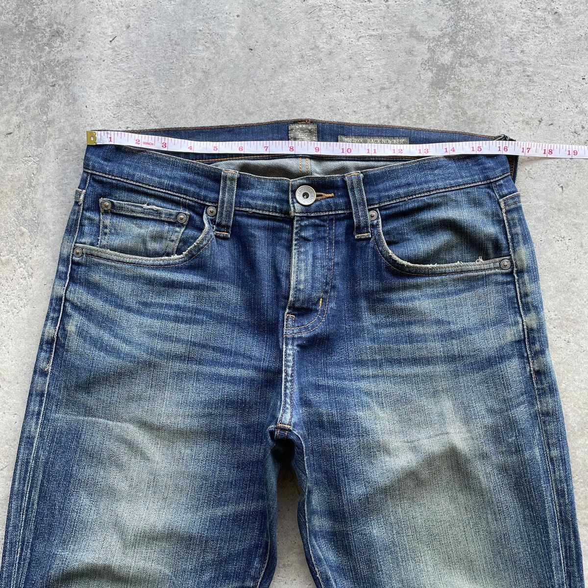 Japanese Brand W32x31.5🔥 Vintage Back Number Faded Denim Jeans Pants Size US 32 / EU 48 - 7 Thumbnail