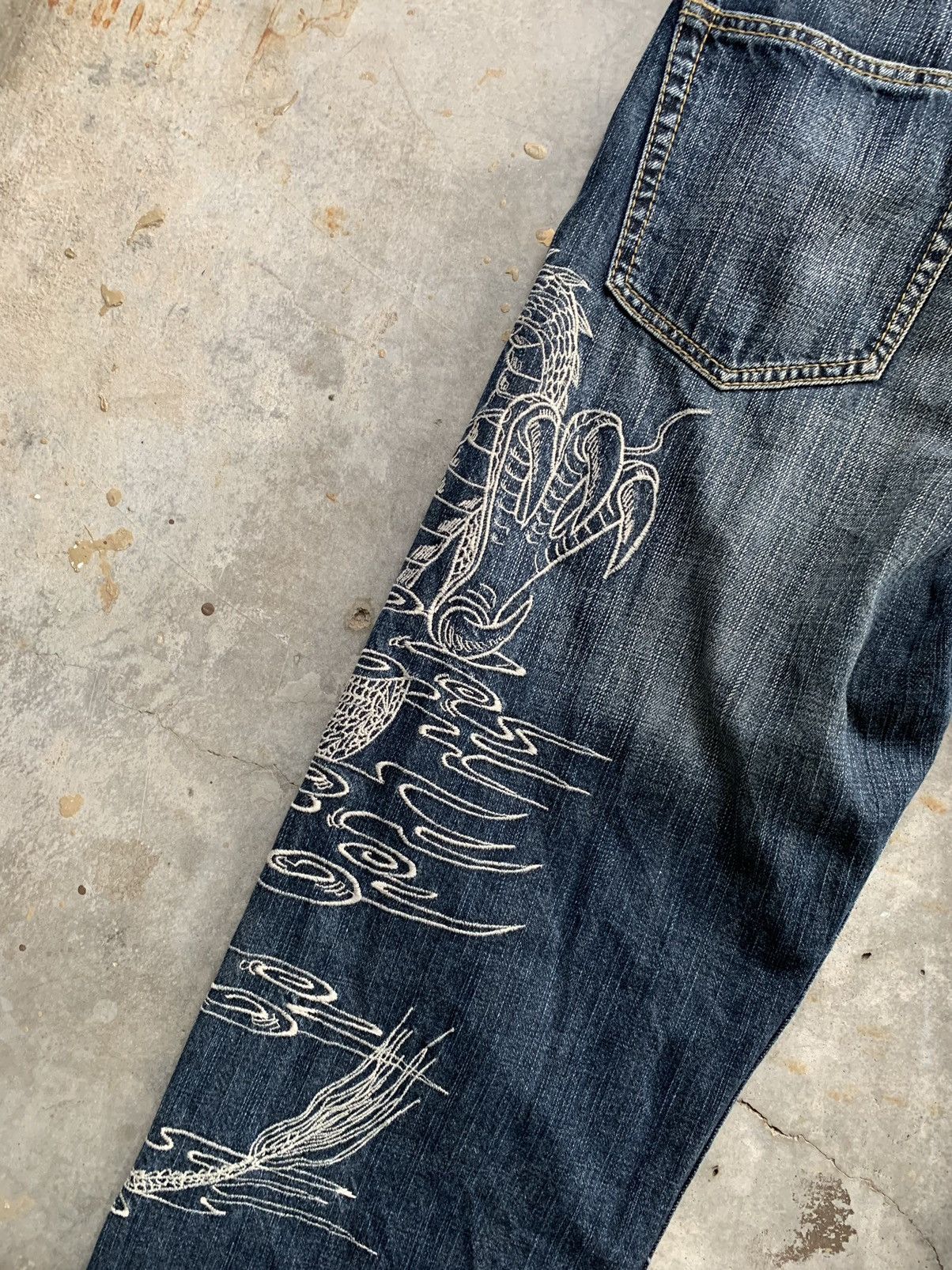 Japanese Brand Sukajan Dragon Embroided Denim Pant Size US 34 / EU 50 - 8 Thumbnail