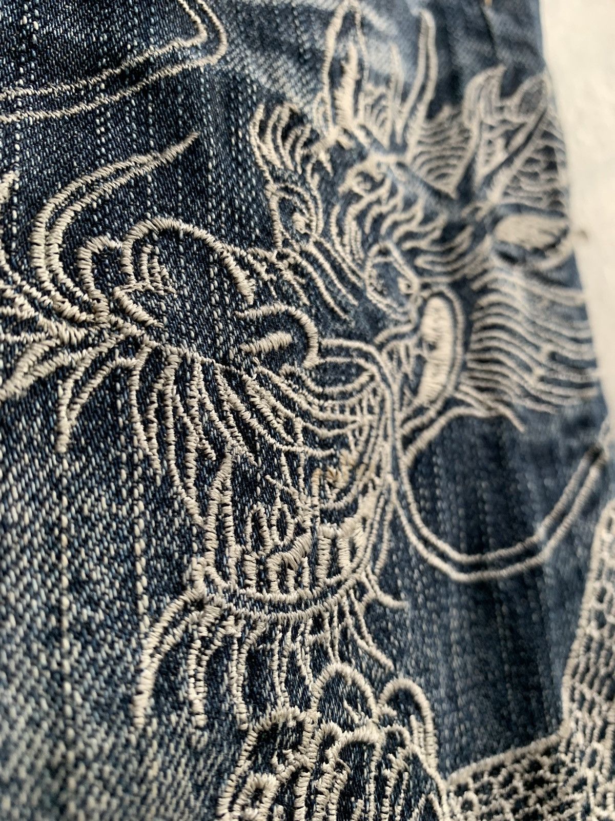Japanese Brand Sukajan Dragon Embroided Denim Pant Size US 34 / EU 50 - 3 Thumbnail