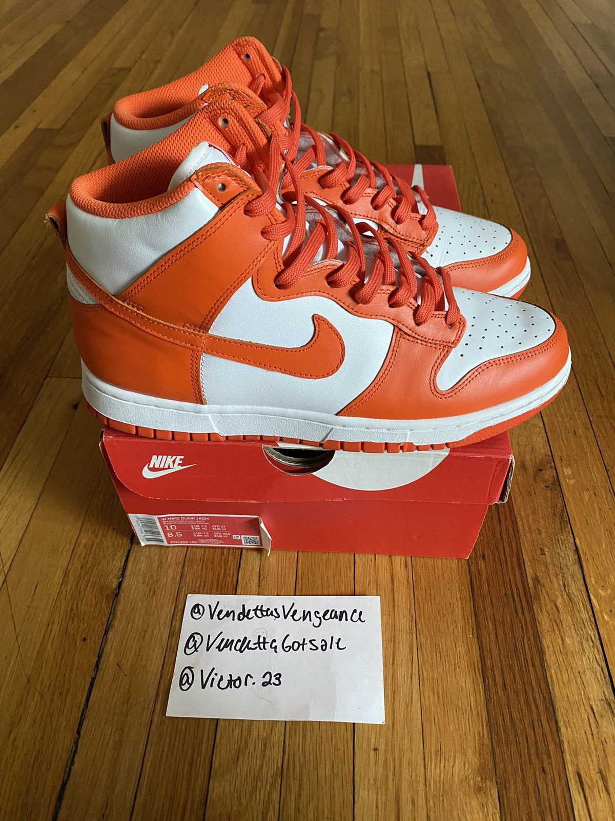 Nike Nike Dunk High Syracuse White/Orange QS US8.5 Size US 8.5 / EU 41-42 - 1 Thumbnail
