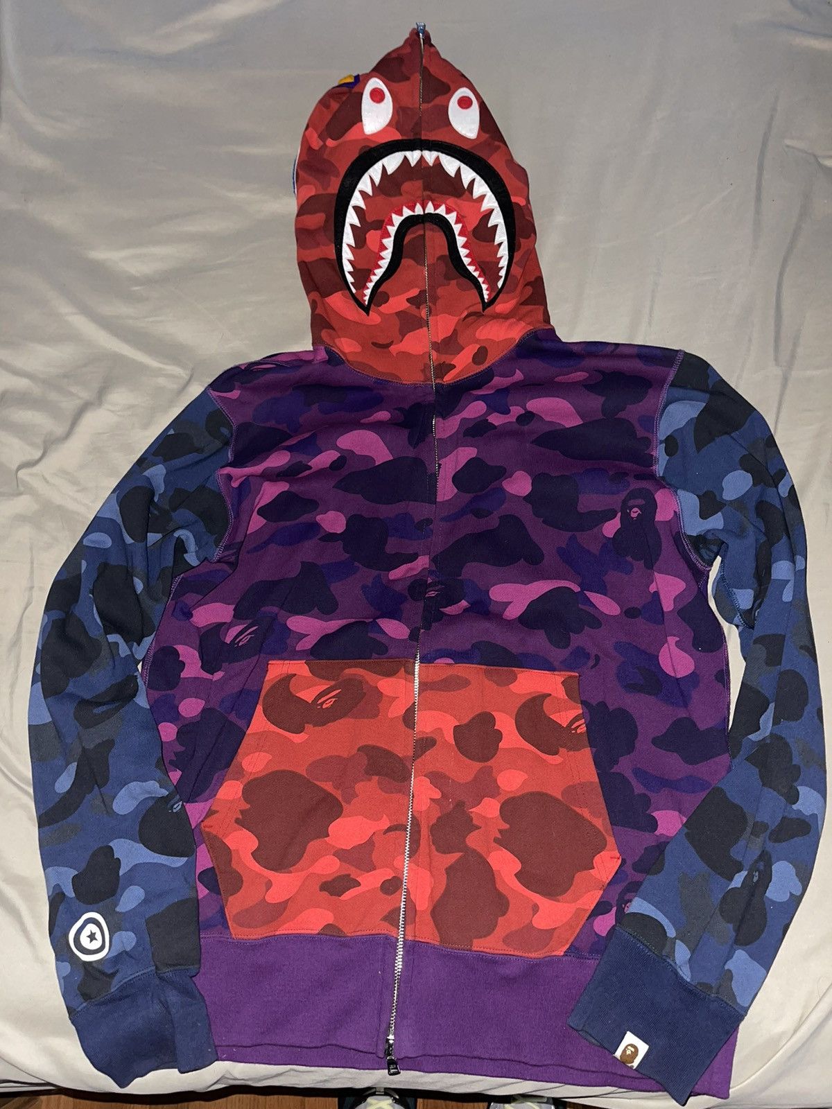 Bape Color Camo Crazy Shark Full Zip Hoodie Size US XL / EU 56 / 4 - 1 Thumbnail