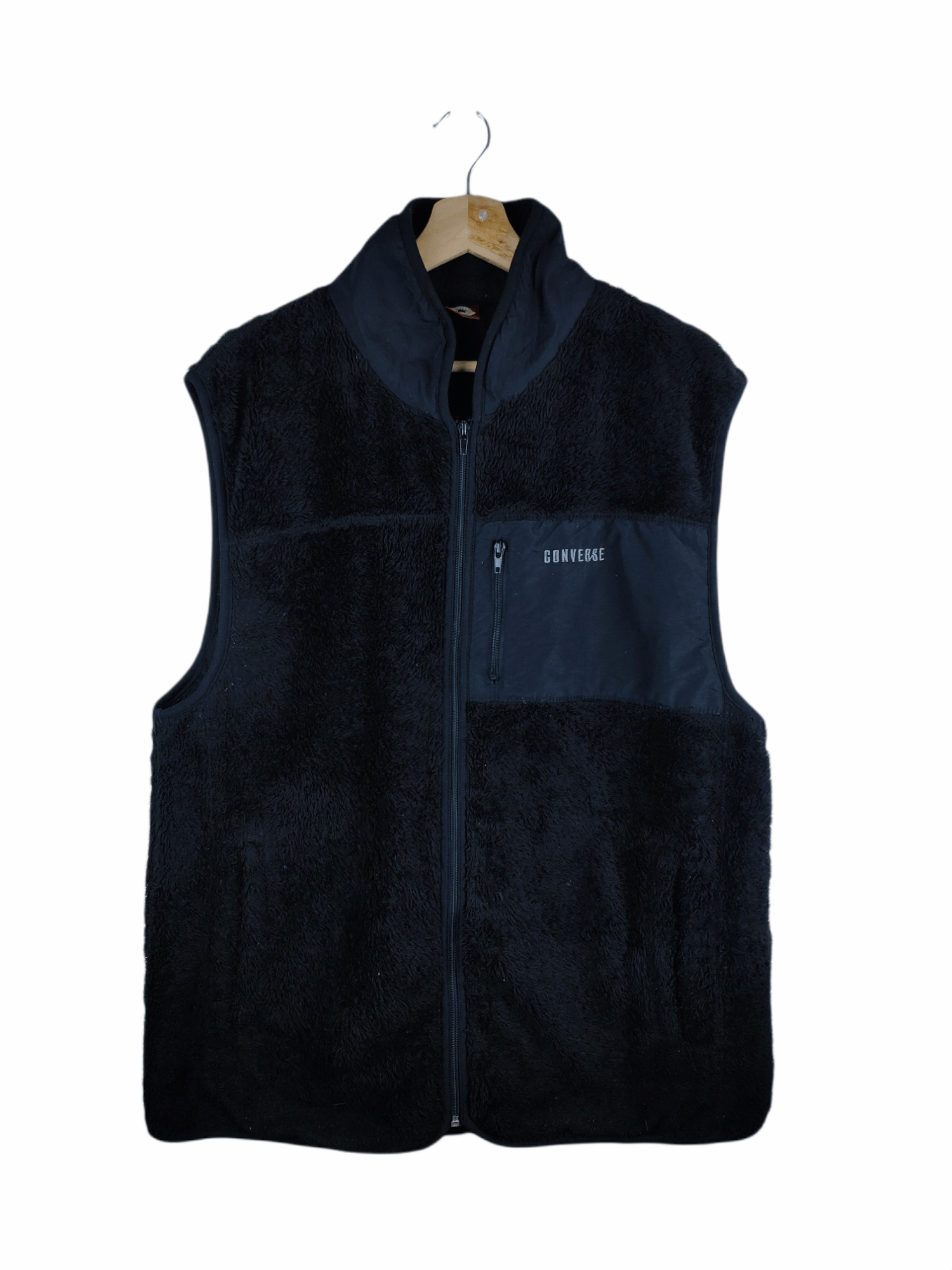 Converse × Vintage Steal 💥 Vintage Converse Fleece Vest Black Size US L / EU 52-54 / 3 - 1 Thumbnail