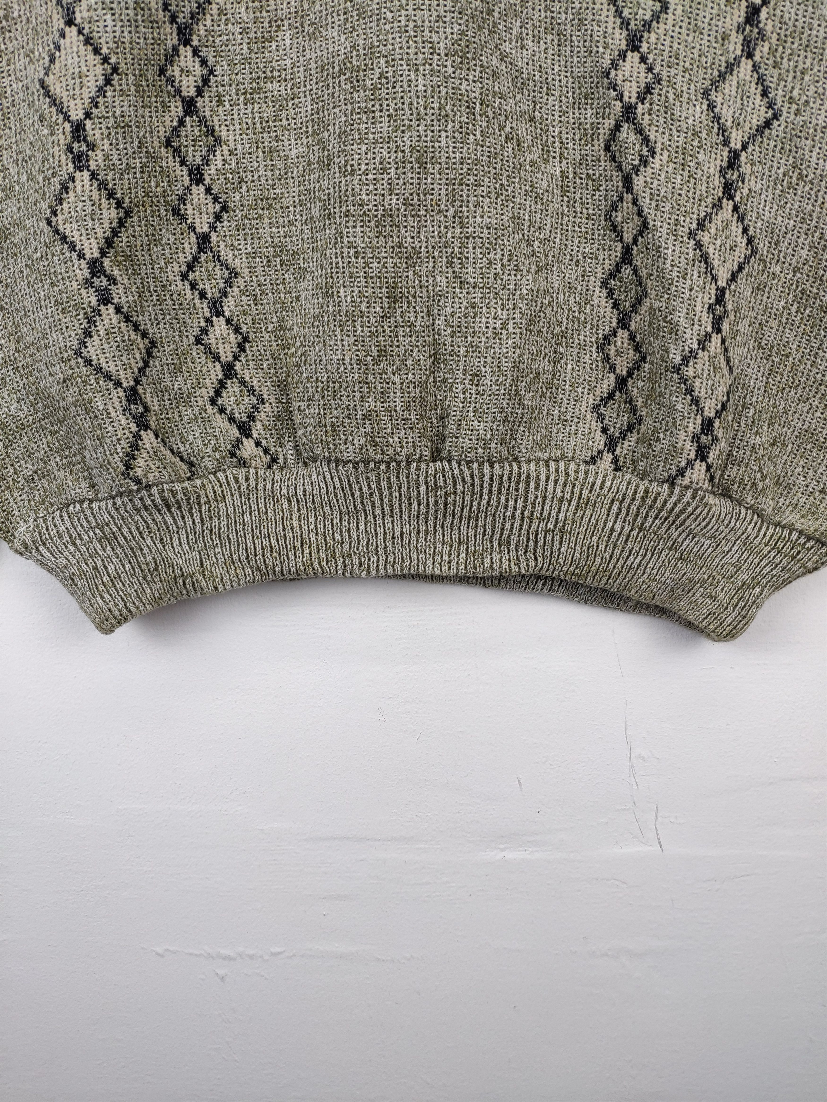 Aran Isles Knitwear × Japanese Brand × Vintage Vintage Polo Knit Shirt Long Sleeve Diamond Pattern Size US M / EU 48-50 / 2 - 10 Thumbnail