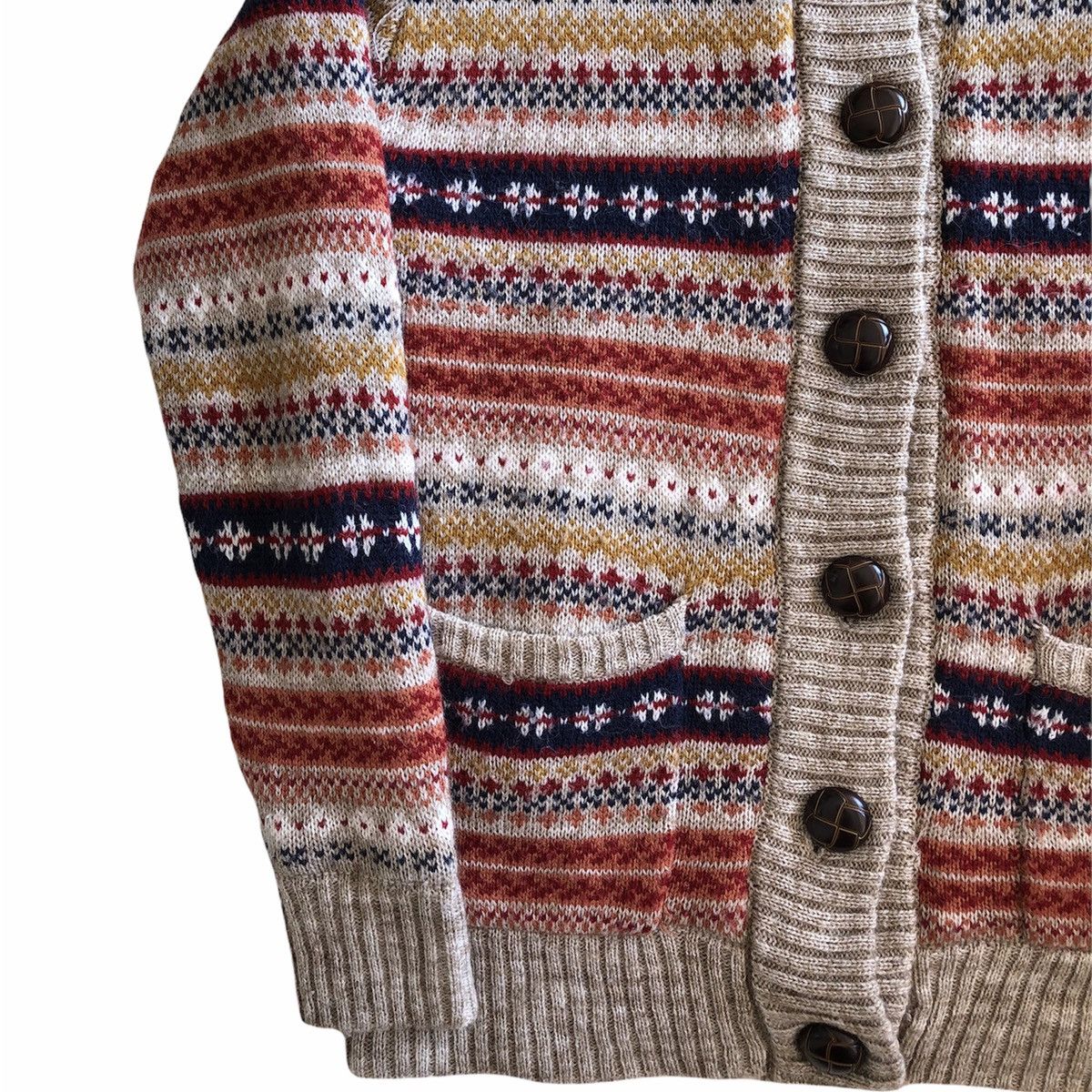 Japanese Brand Cardigan Hoodie Navajo Knit Fleece Lining Size S / US 4 / IT 40 - 4 Thumbnail