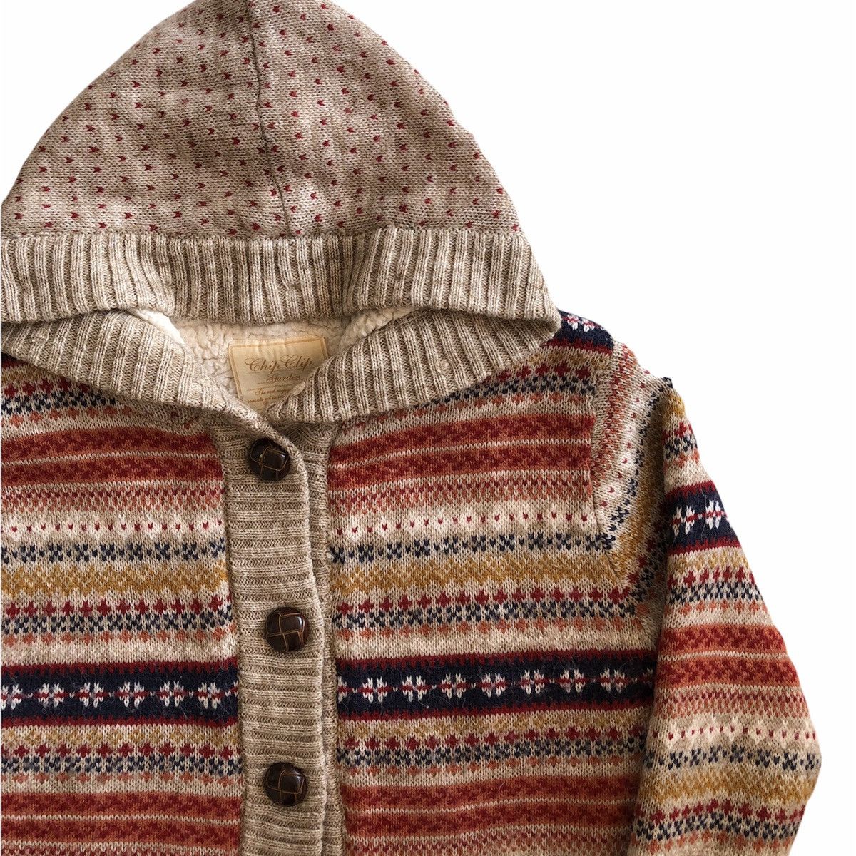 Japanese Brand Cardigan Hoodie Navajo Knit Fleece Lining Size S / US 4 / IT 40 - 3 Thumbnail