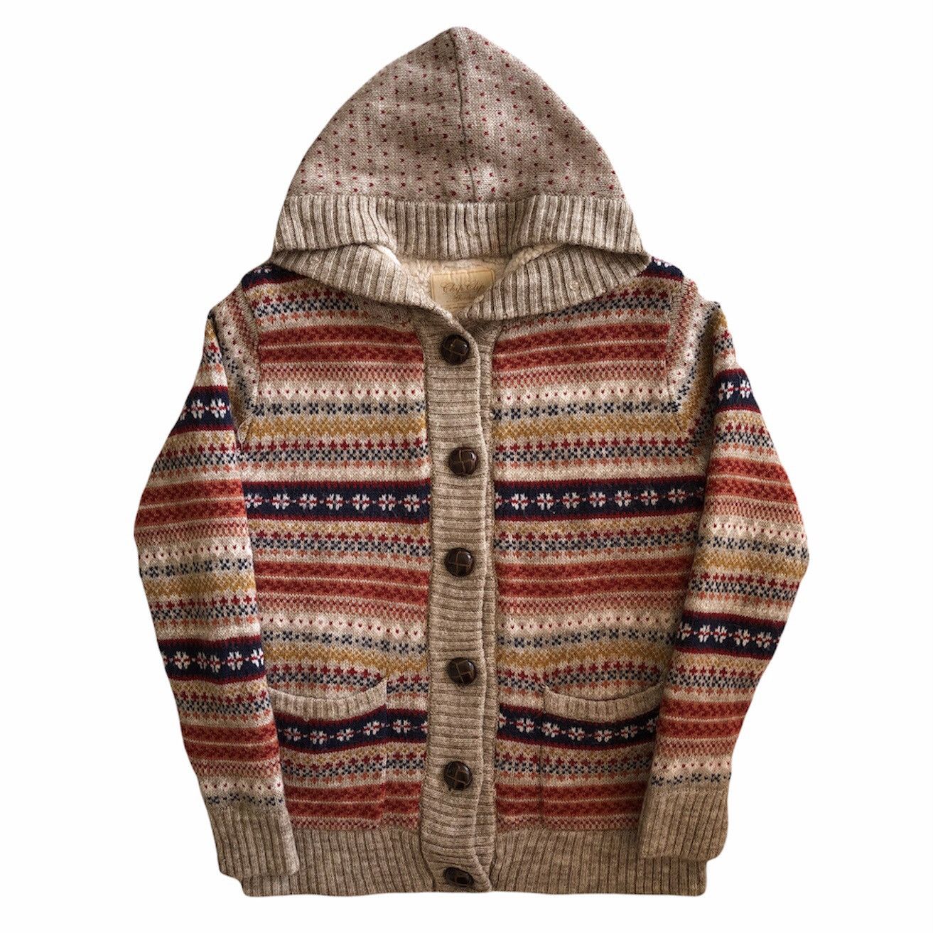 Japanese Brand Cardigan Hoodie Navajo Knit Fleece Lining Size S / US 4 / IT 40 - 1 Thumbnail