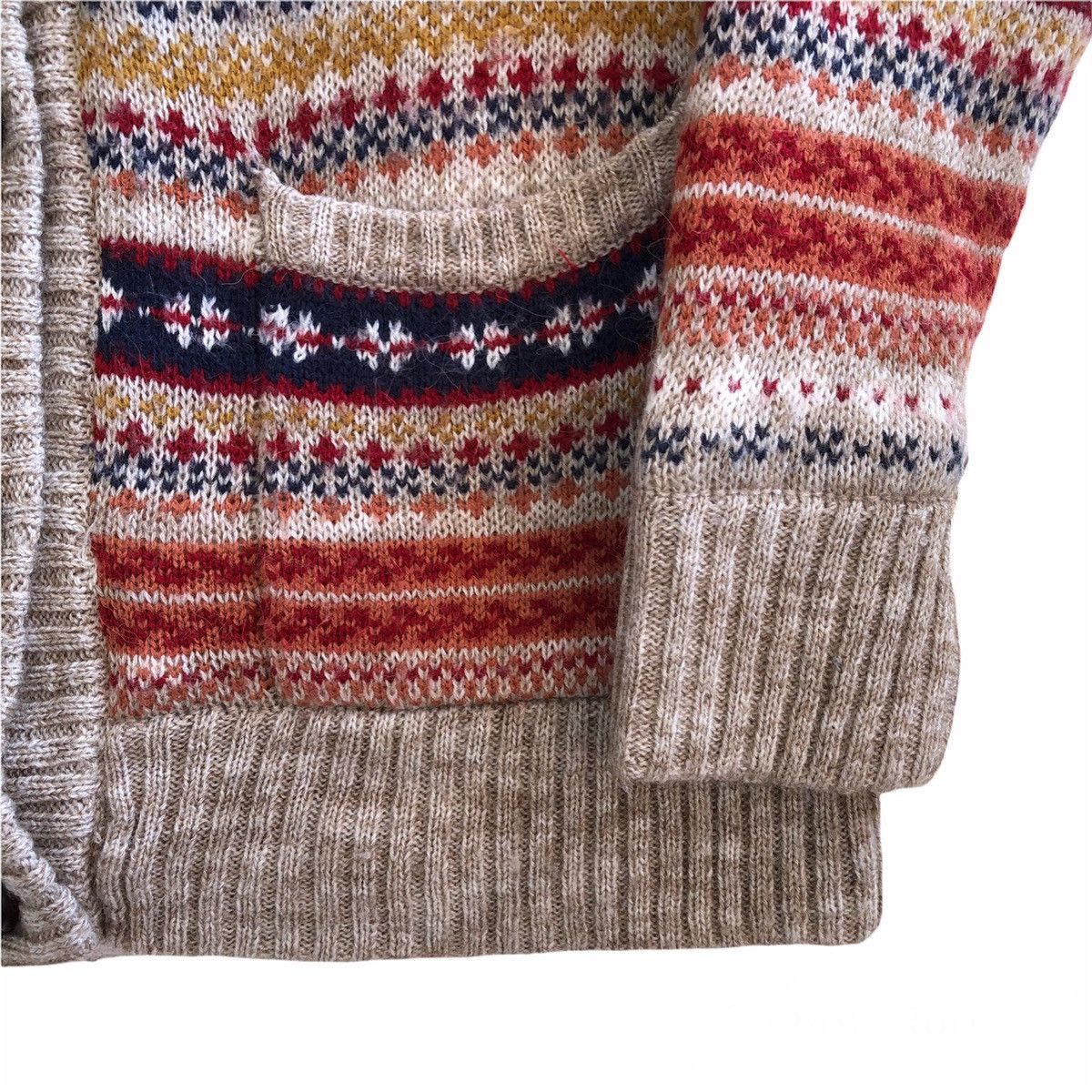 Japanese Brand Cardigan Hoodie Navajo Knit Fleece Lining Size S / US 4 / IT 40 - 10 Thumbnail