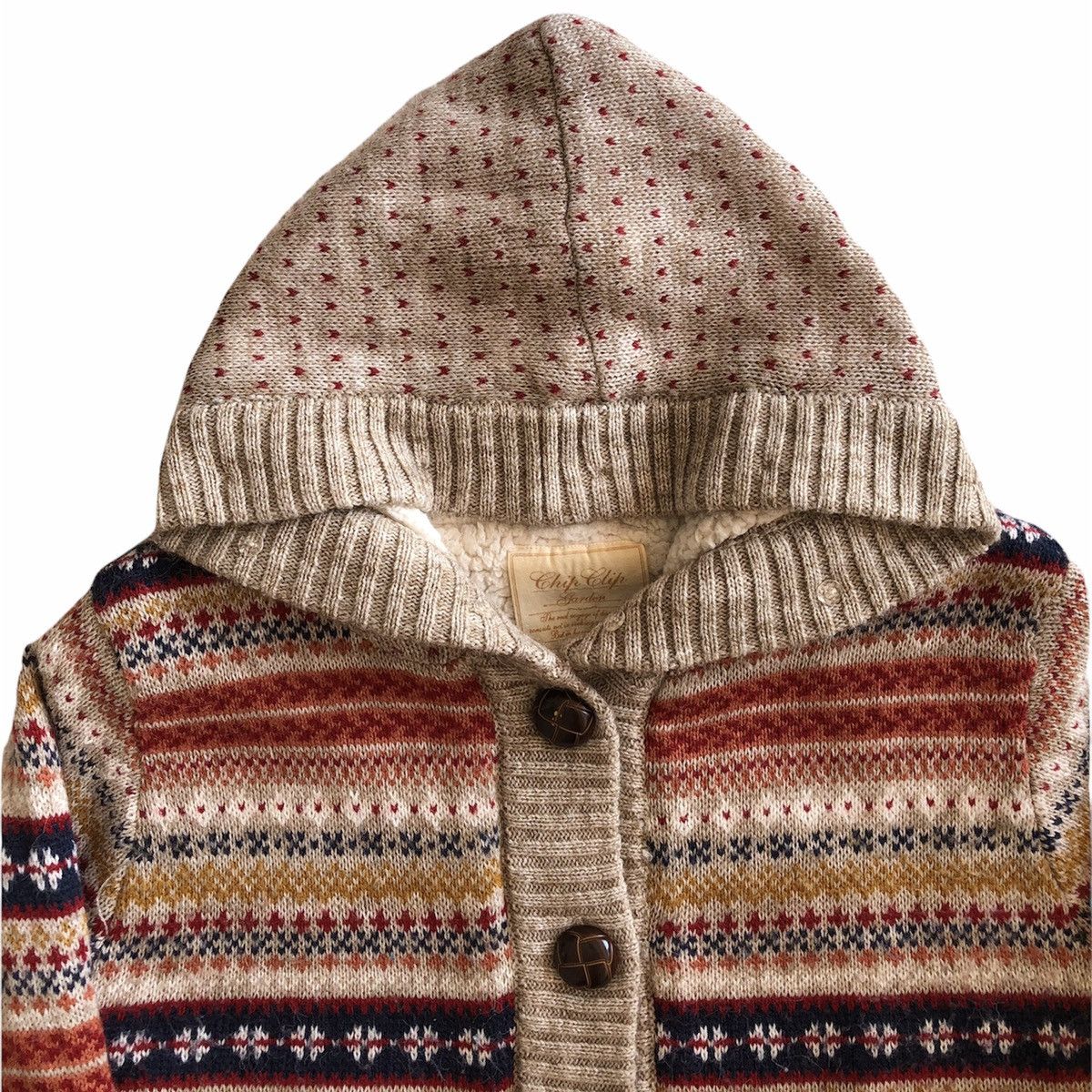 Japanese Brand Cardigan Hoodie Navajo Knit Fleece Lining Size S / US 4 / IT 40 - 2 Thumbnail
