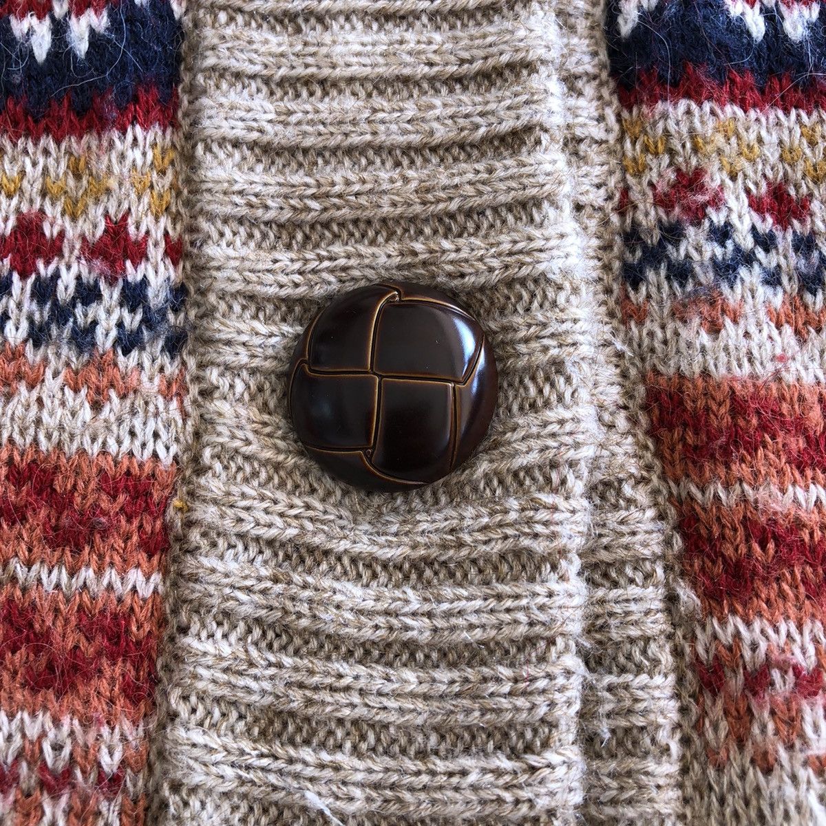 Japanese Brand Cardigan Hoodie Navajo Knit Fleece Lining Size S / US 4 / IT 40 - 8 Thumbnail