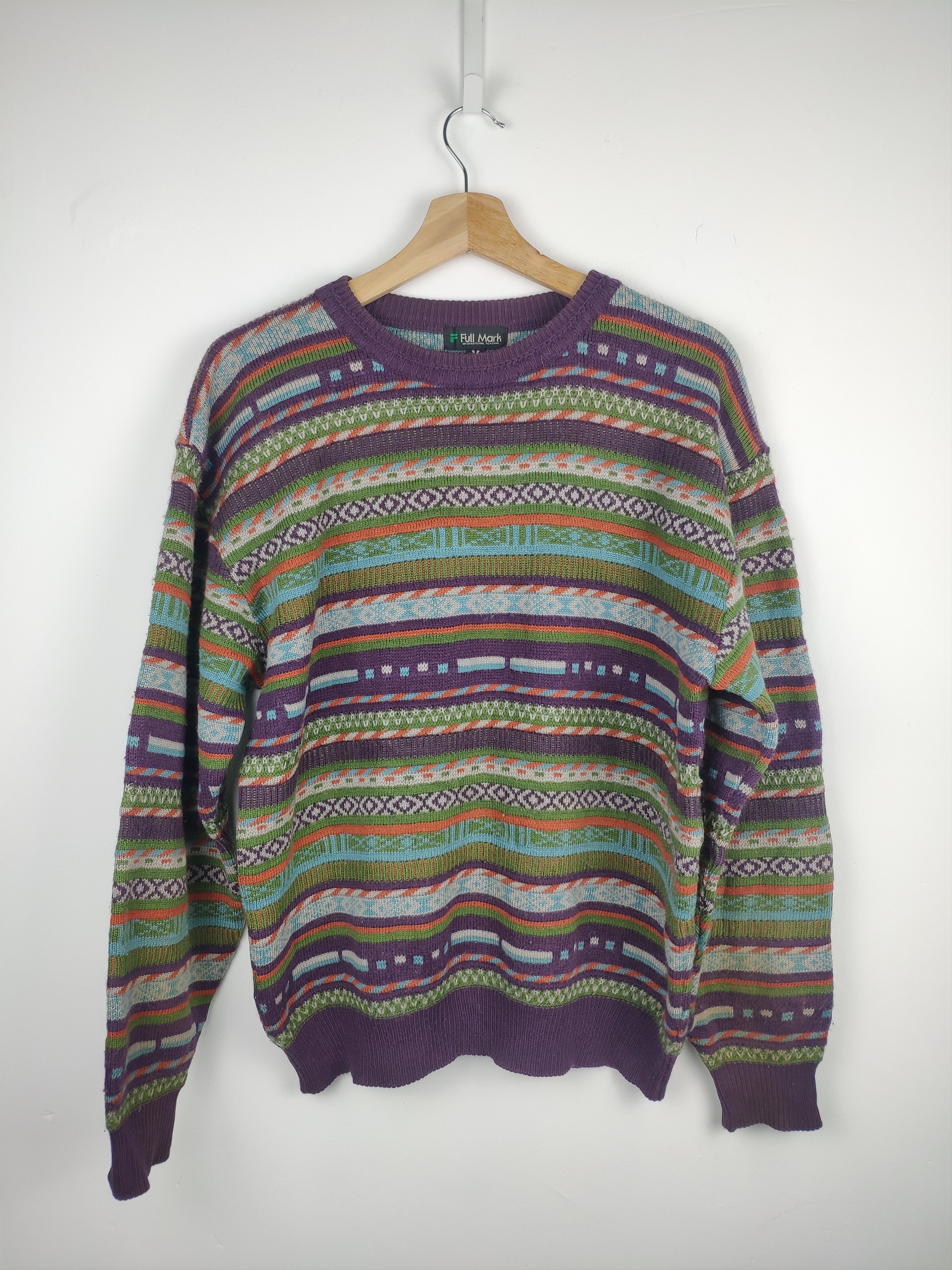 Aran Isles Knitwear × Japanese Brand Steal 💥 Vintage Coloured Cable Knit Sweater Coogi Style Size US M / EU 48-50 / 2 - 1 Thumbnail