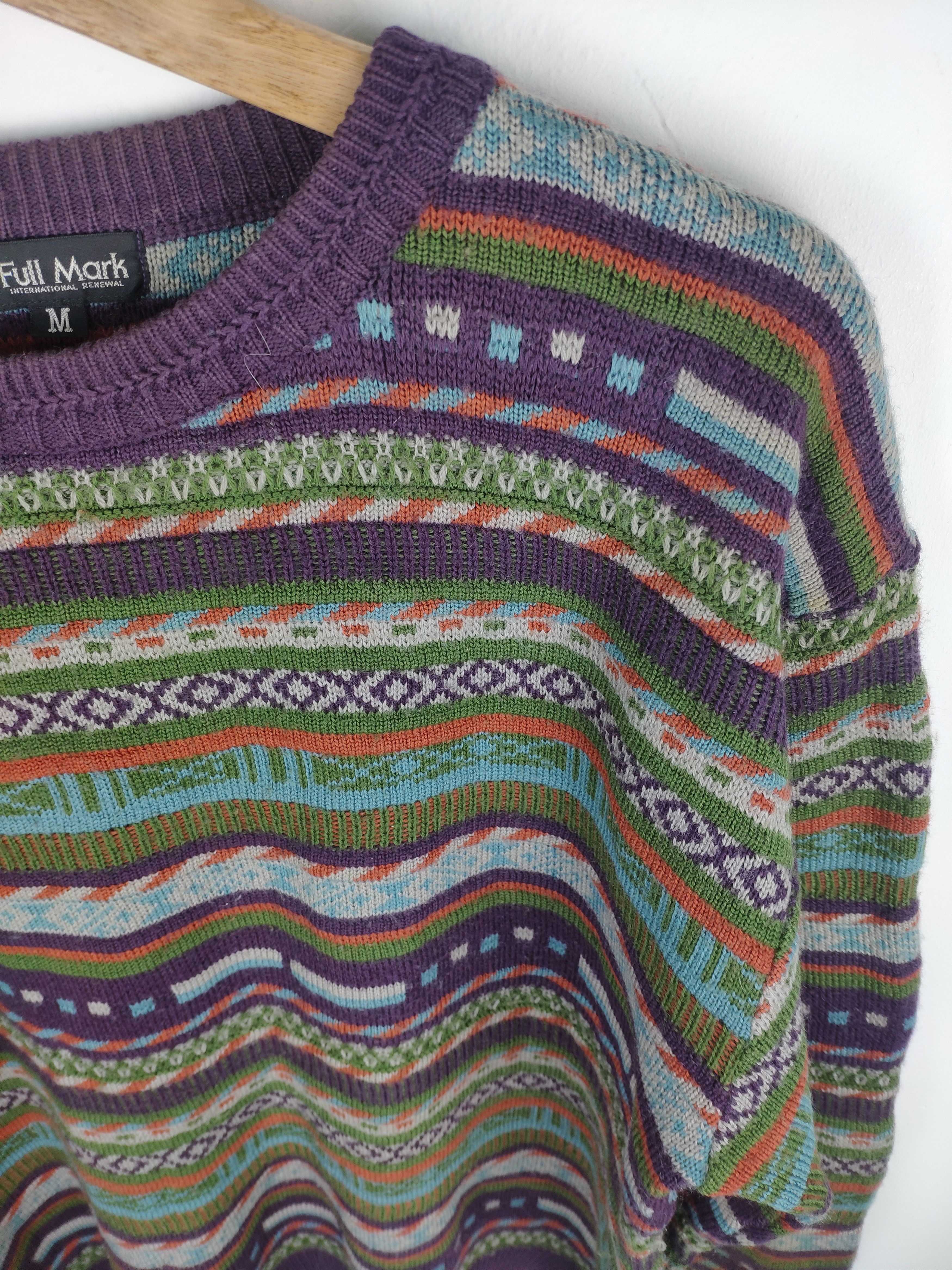 Aran Isles Knitwear × Japanese Brand Steal 💥 Vintage Coloured Cable Knit Sweater Coogi Style Size US M / EU 48-50 / 2 - 3 Thumbnail