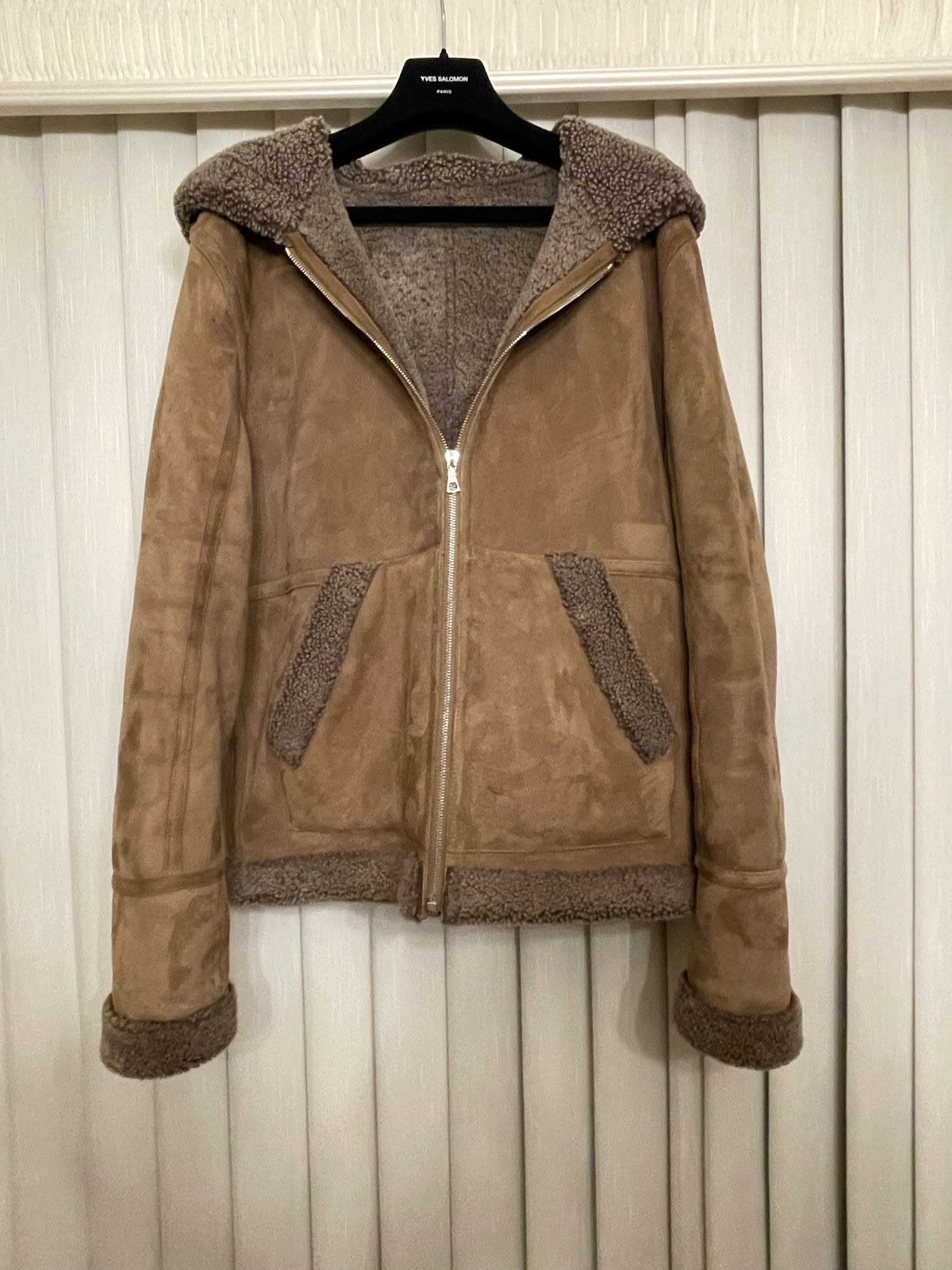 Yves Salomon Shearling Fully Lined Hooded Zip Jacket Coat 48 50 52 Size US M / EU 48-50 / 2 - 1 Thumbnail