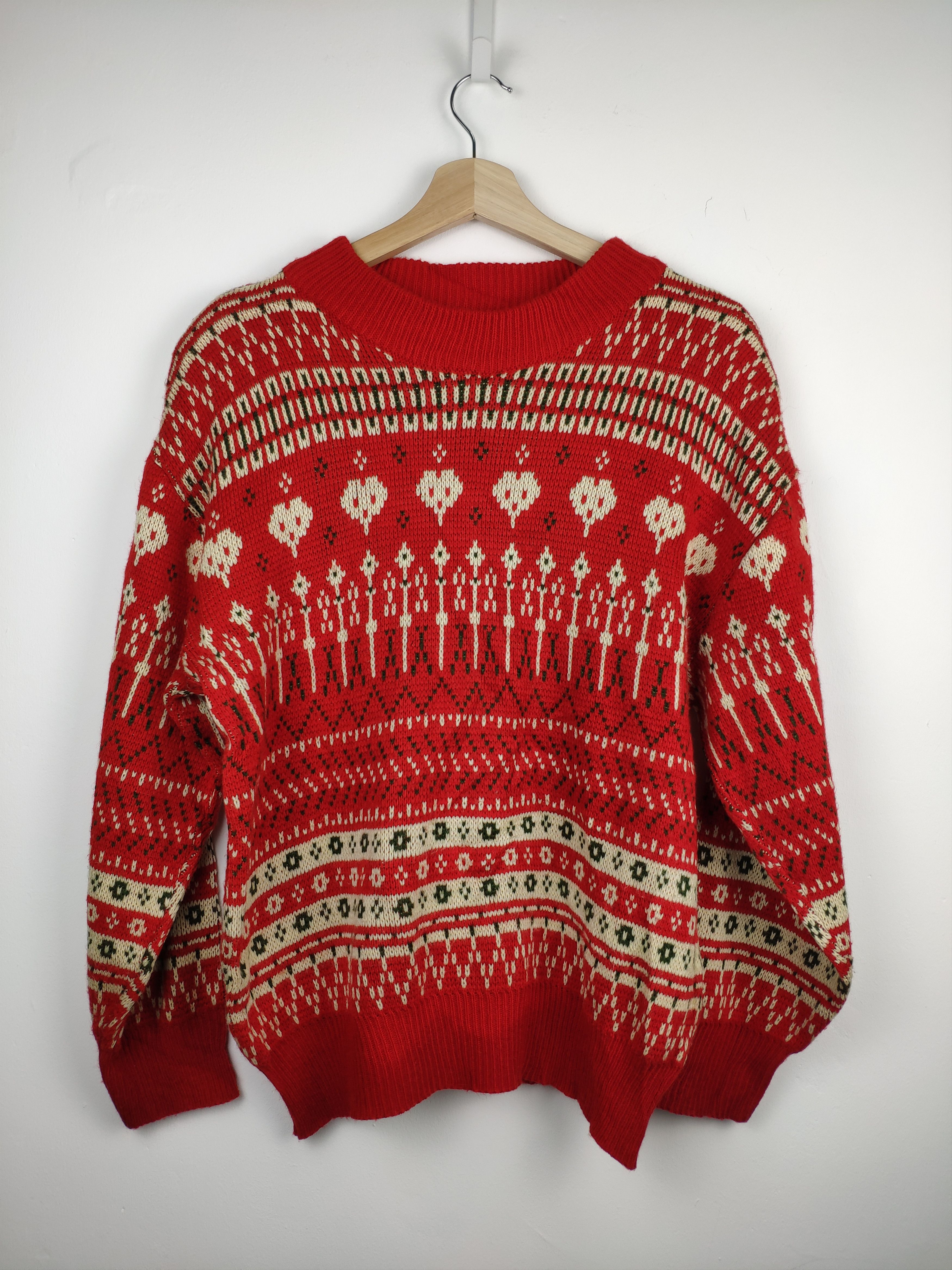 Aran Isles Knitwear × Japanese Brand × Vintage Vintage Wool Knit Sweater Crewneck Native Style Size US L / EU 52-54 / 3 - 1 Thumbnail