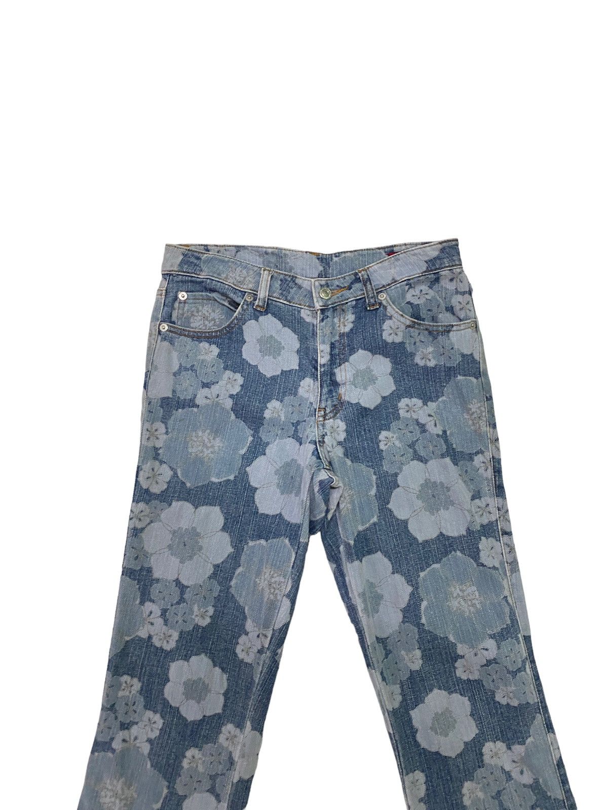 Japanese Brand Flared LIB-ACE Flower Acidwash Overprint Denim S46K Size US 27 - 5 Thumbnail