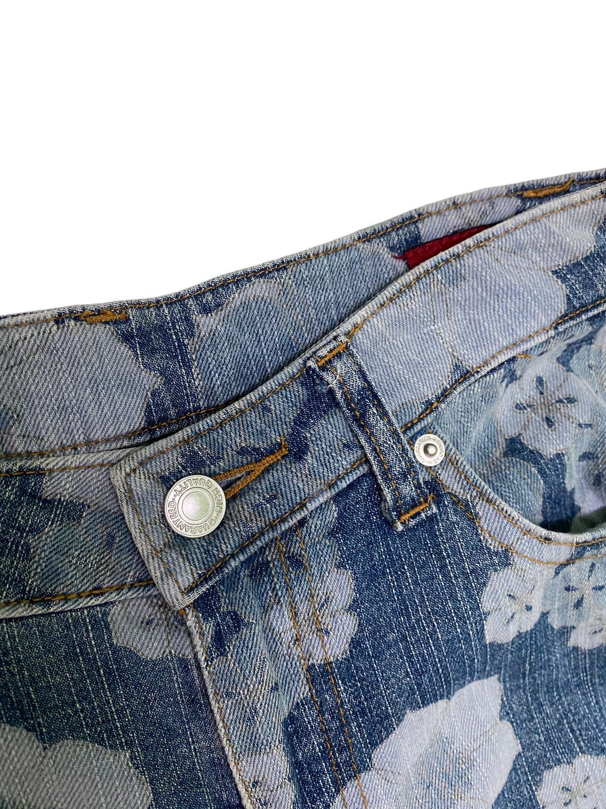 Japanese Brand Flared LIB-ACE Flower Acidwash Overprint Denim S46K Size US 27 - 8 Thumbnail