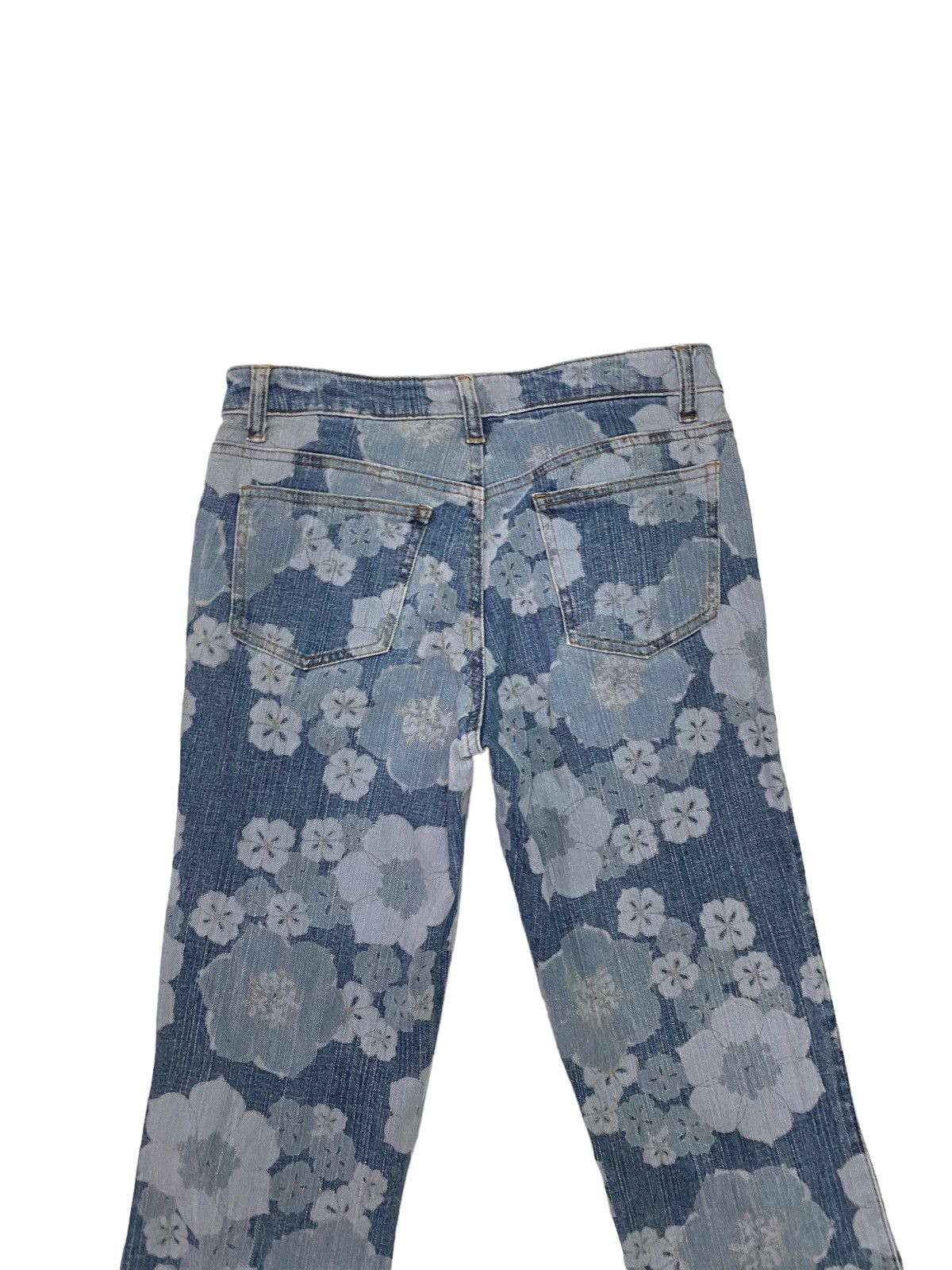 Japanese Brand Flared LIB-ACE Flower Acidwash Overprint Denim S46K Size US 27 - 9 Thumbnail