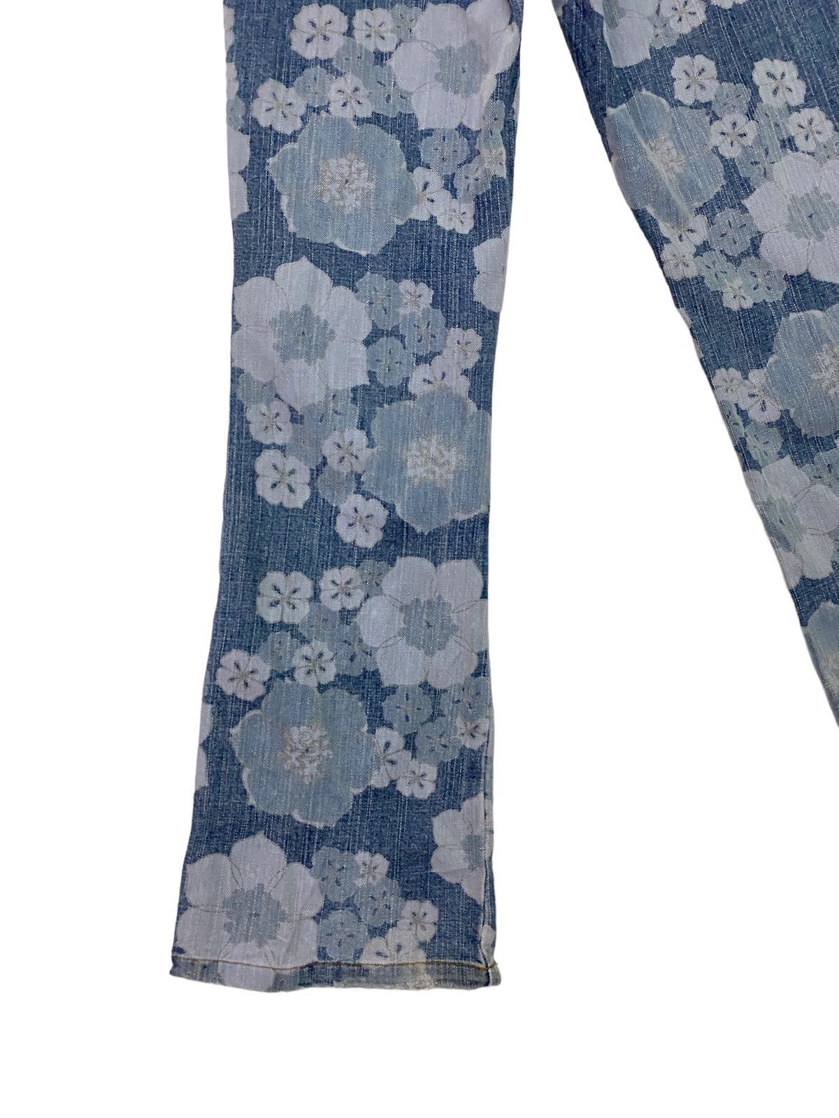 Japanese Brand Flared LIB-ACE Flower Acidwash Overprint Denim S46K Size US 27 - 10 Thumbnail