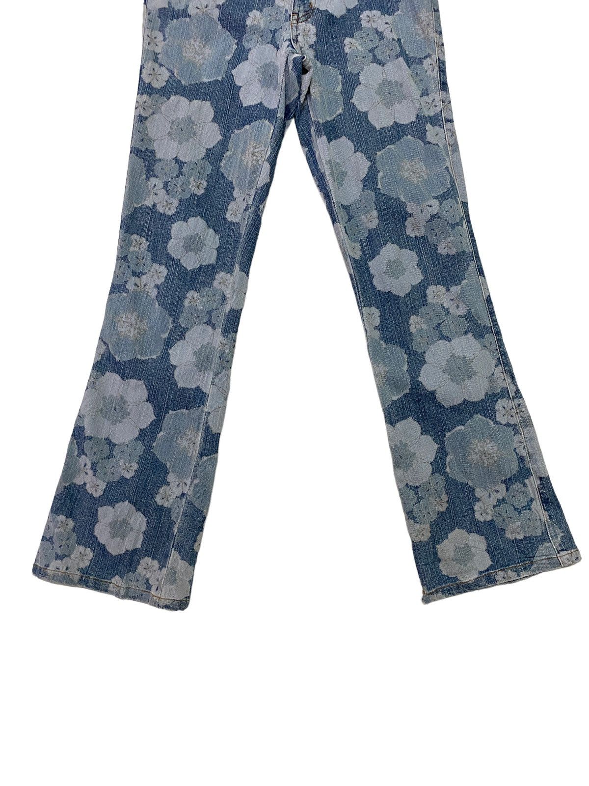 Japanese Brand Flared LIB-ACE Flower Acidwash Overprint Denim S46K Size US 27 - 6 Thumbnail