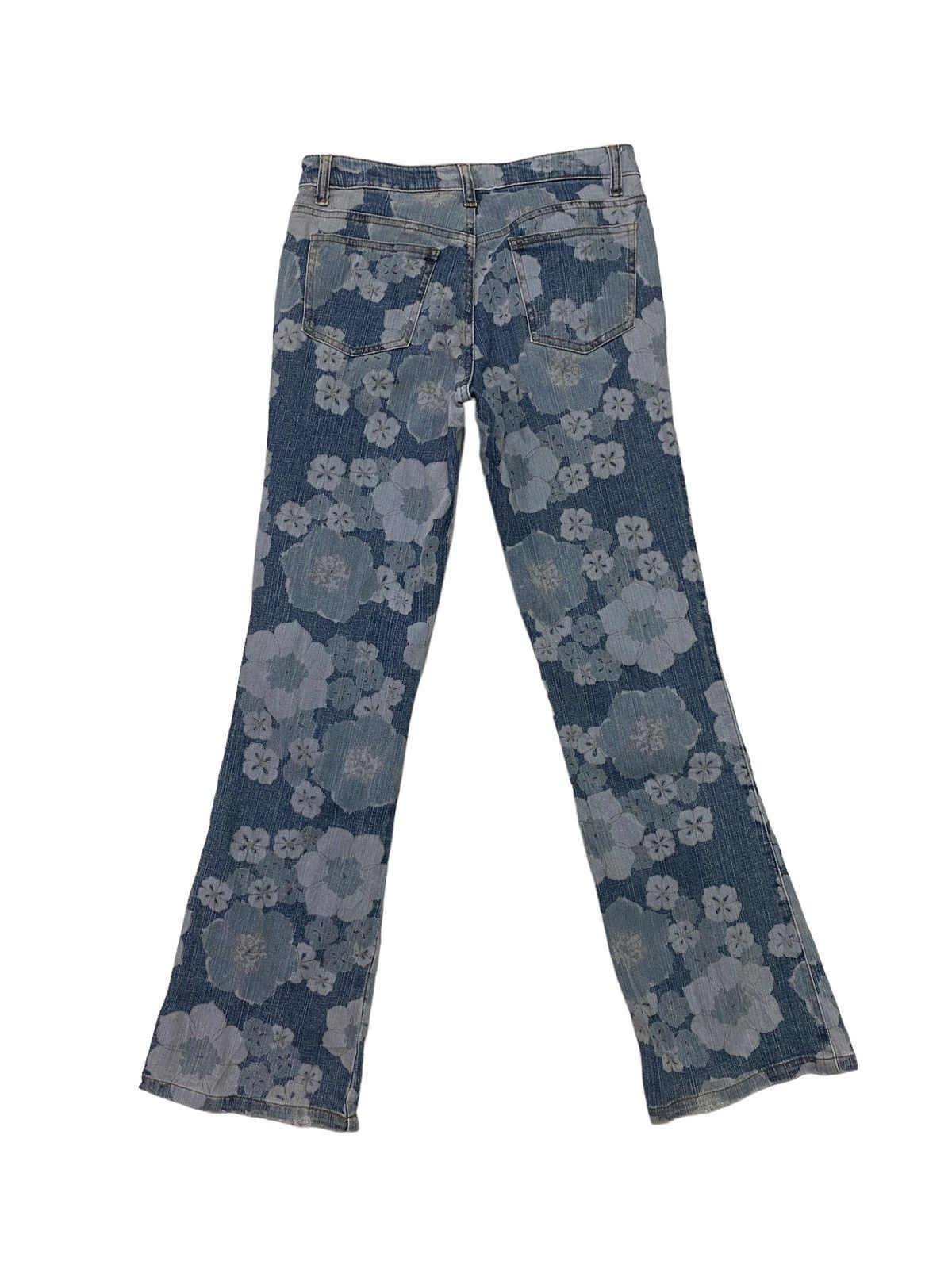 Japanese Brand Flared LIB-ACE Flower Acidwash Overprint Denim S46K Size US 27 - 4 Thumbnail