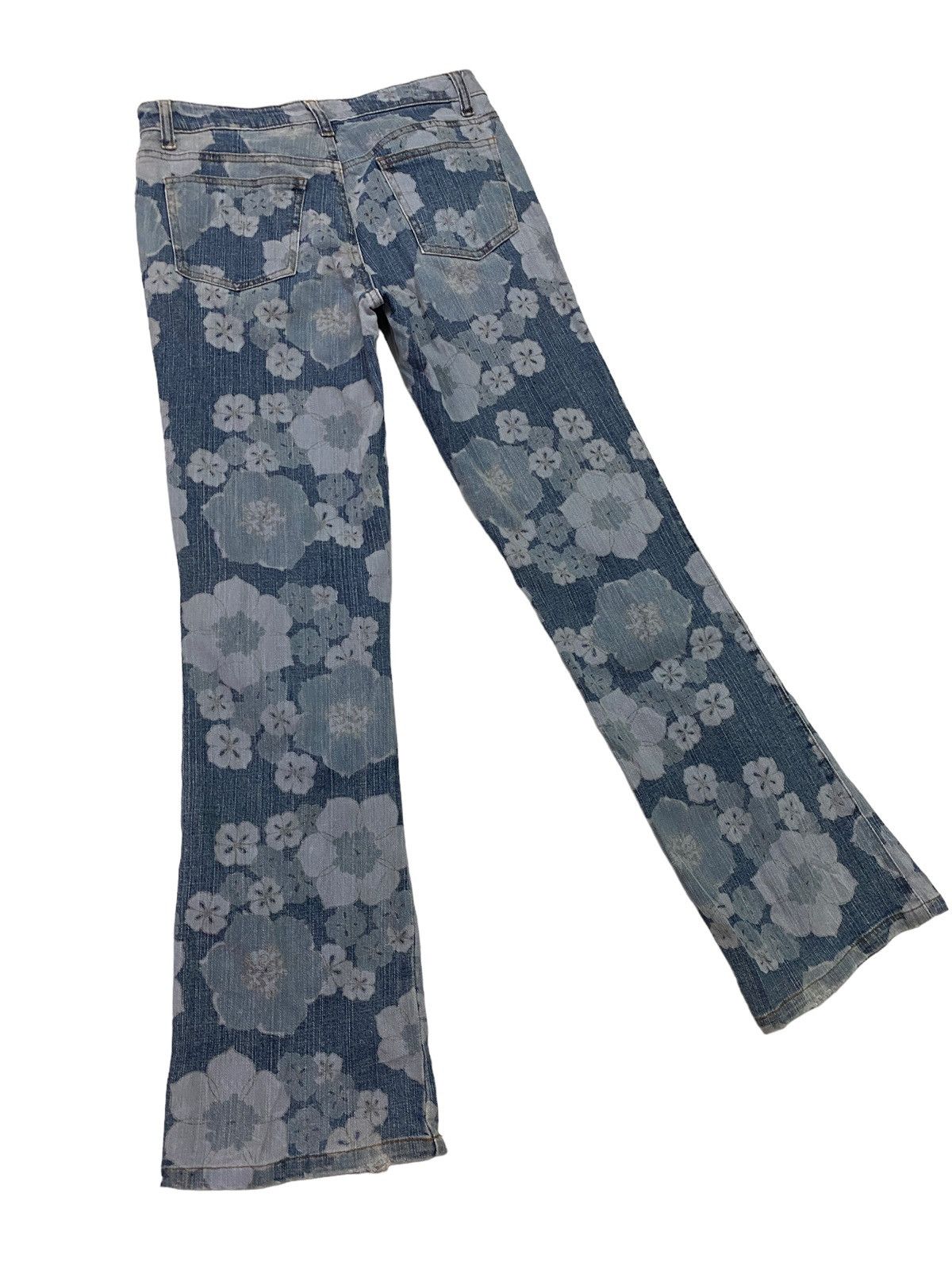 Japanese Brand Flared LIB-ACE Flower Acidwash Overprint Denim S46K Size US 27 - 2 Thumbnail