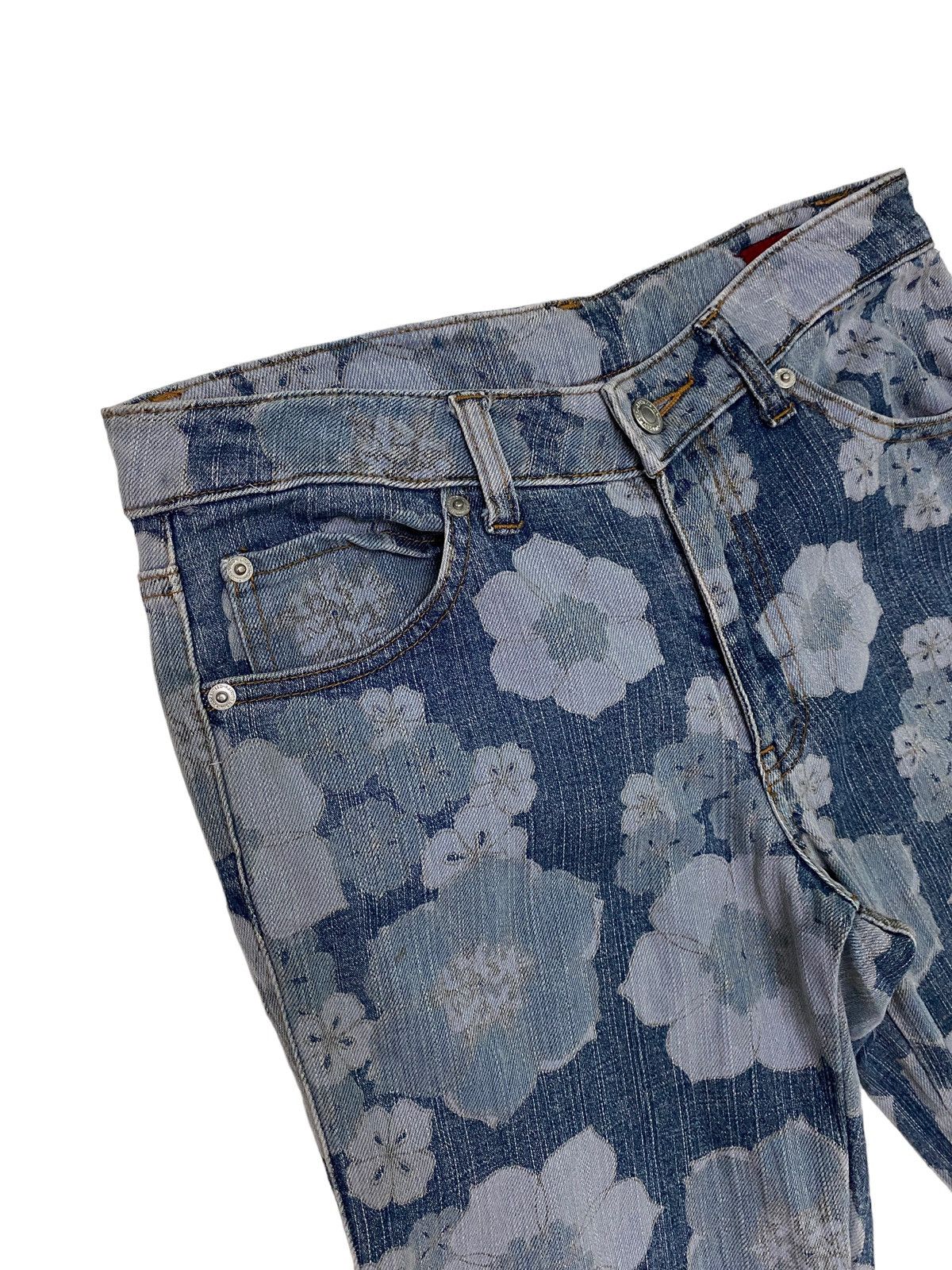 Japanese Brand Flared LIB-ACE Flower Acidwash Overprint Denim S46K Size US 27 - 7 Thumbnail