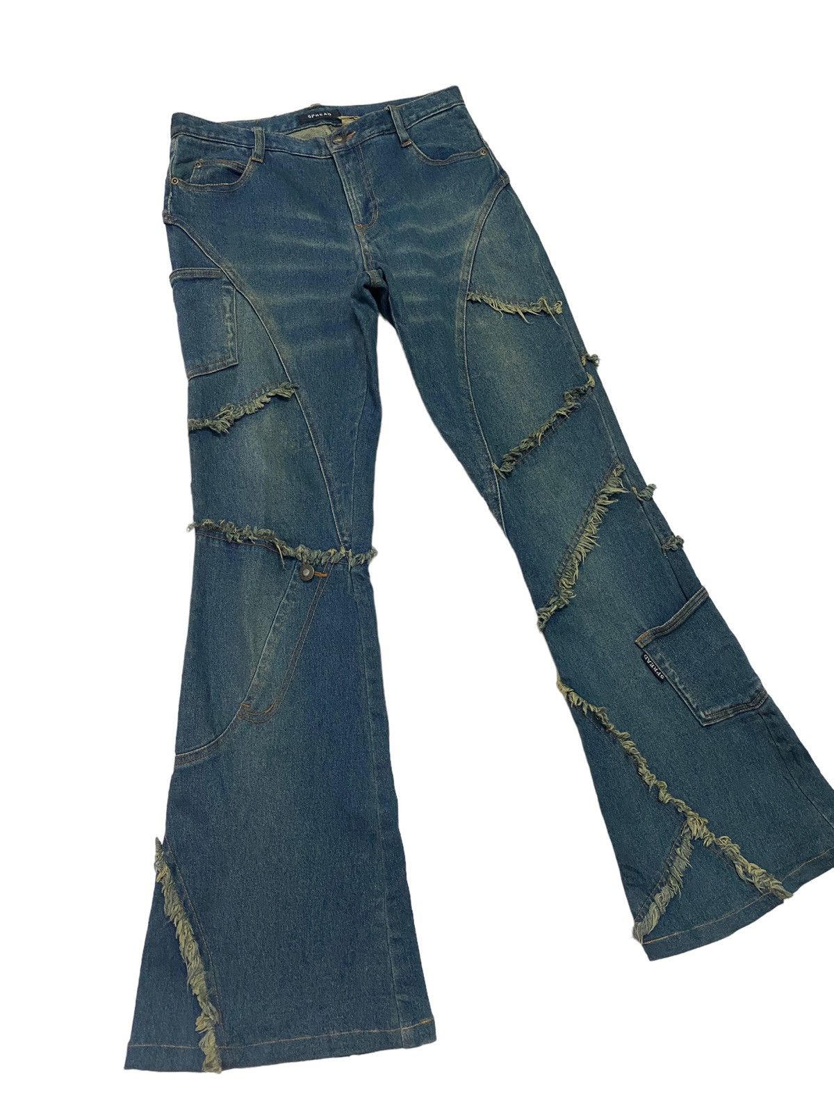 Designer Flared Spread Hagi Reconstructed Multipocket Denim Pant Size US 27 - 5 Thumbnail