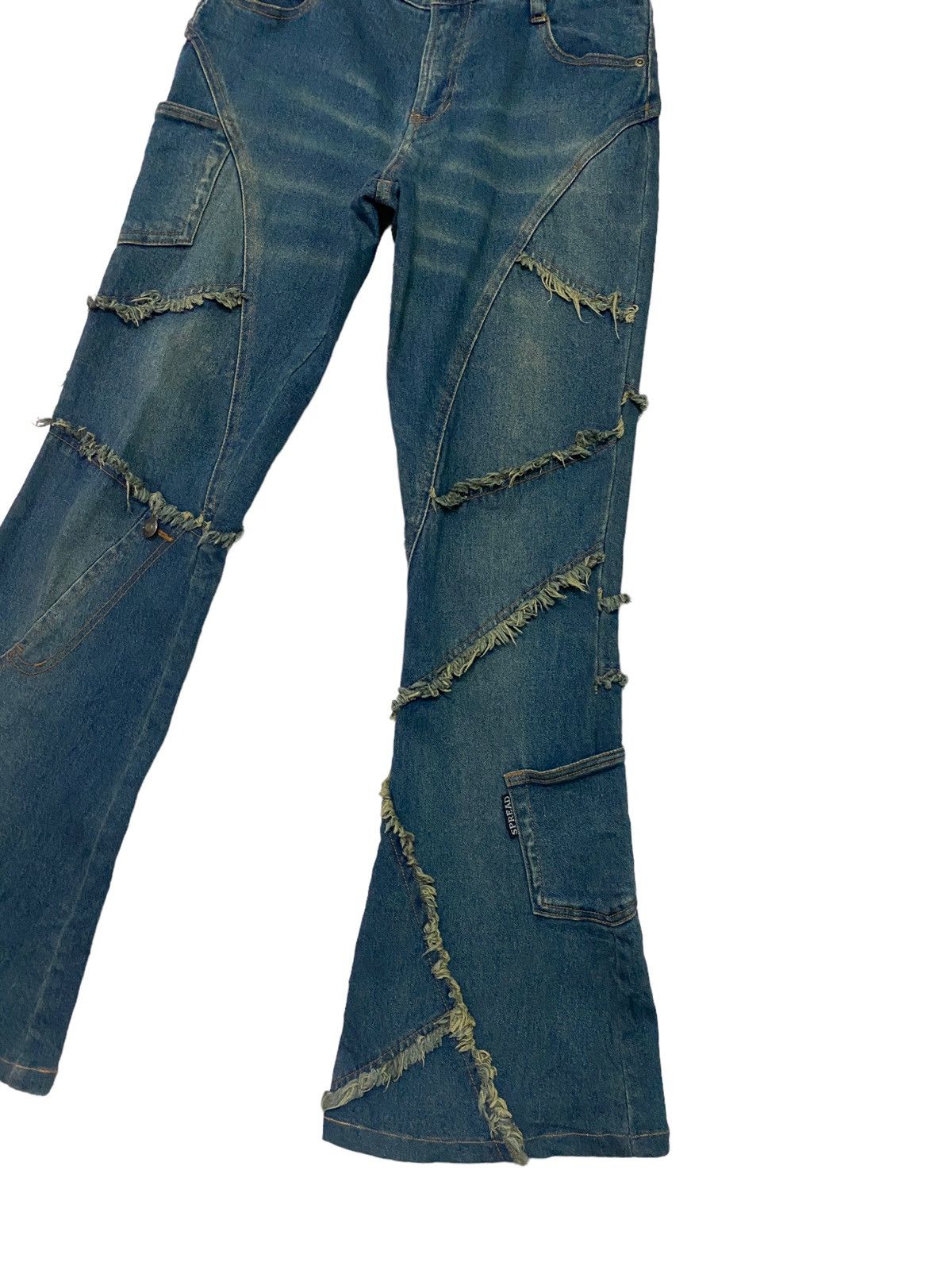 Designer Flared Spread Hagi Reconstructed Multipocket Denim Pant Size US 27 - 4 Thumbnail
