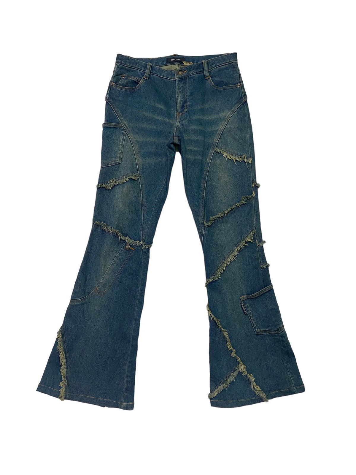 Designer Flared Spread Hagi Reconstructed Multipocket Denim Pant Size US 27 - 1 Thumbnail