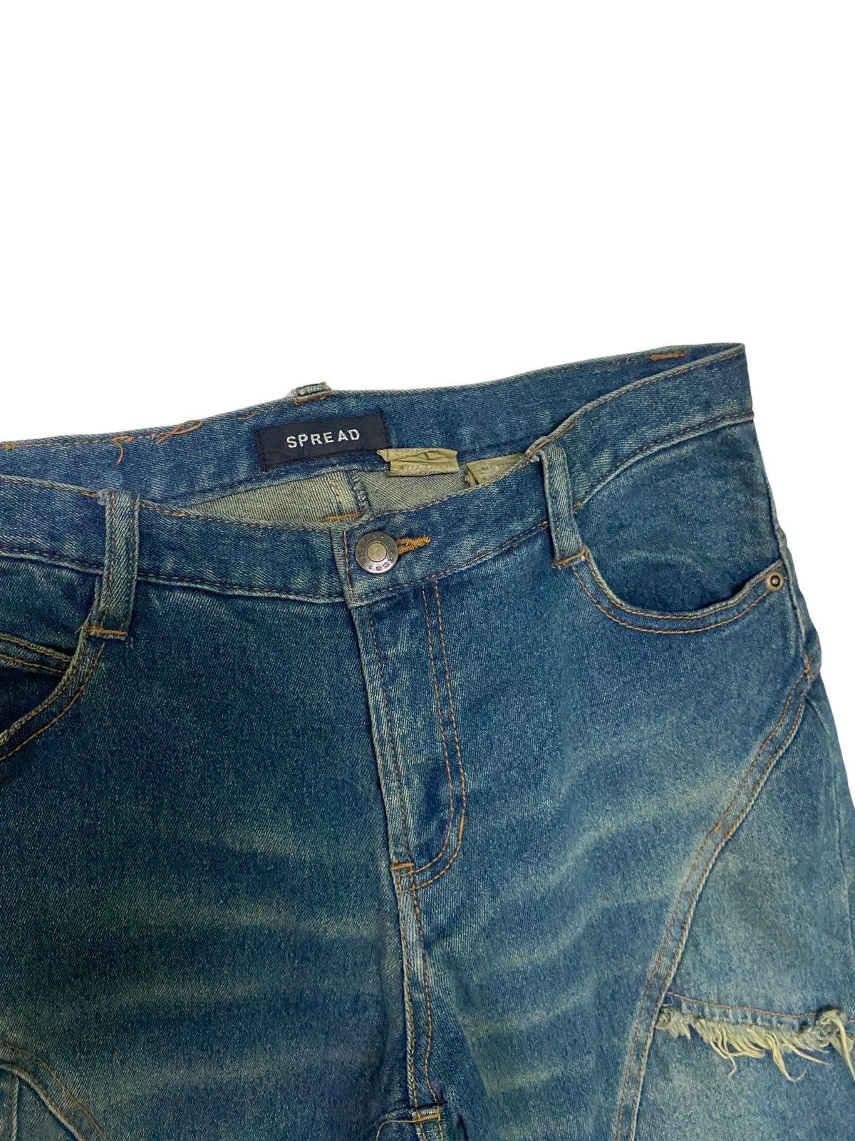 Designer Flared Spread Hagi Reconstructed Multipocket Denim Pant Size US 27 - 7 Thumbnail