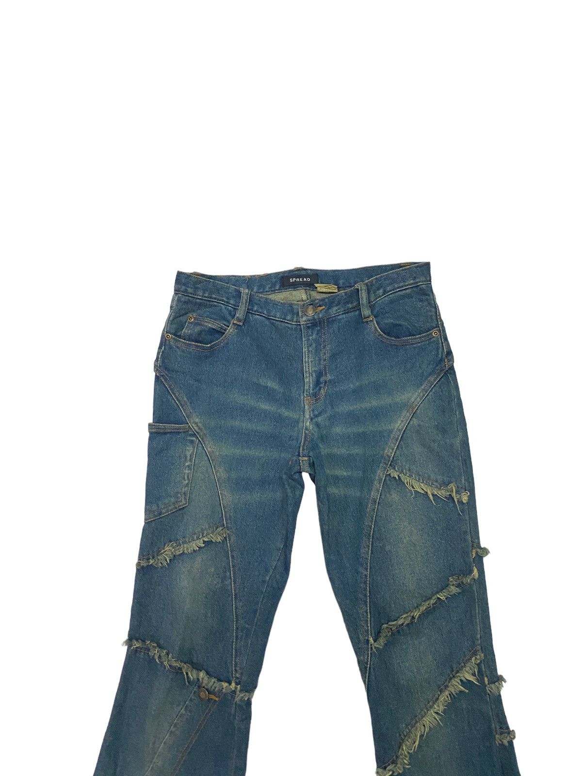 Designer Flared Spread Hagi Reconstructed Multipocket Denim Pant Size US 27 - 3 Thumbnail