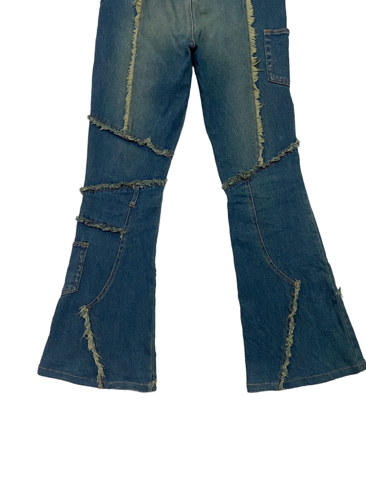 Designer Flared Spread Hagi Reconstructed Multipocket Denim Pant Size US 27 - 9 Thumbnail