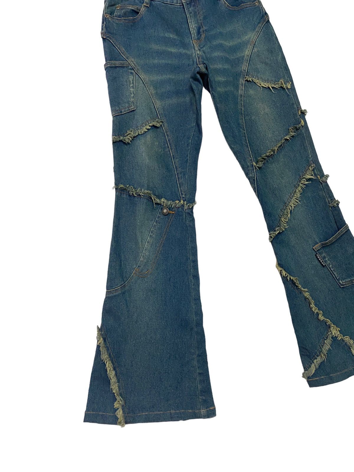 Designer Flared Spread Hagi Reconstructed Multipocket Denim Pant Size US 27 - 2 Thumbnail