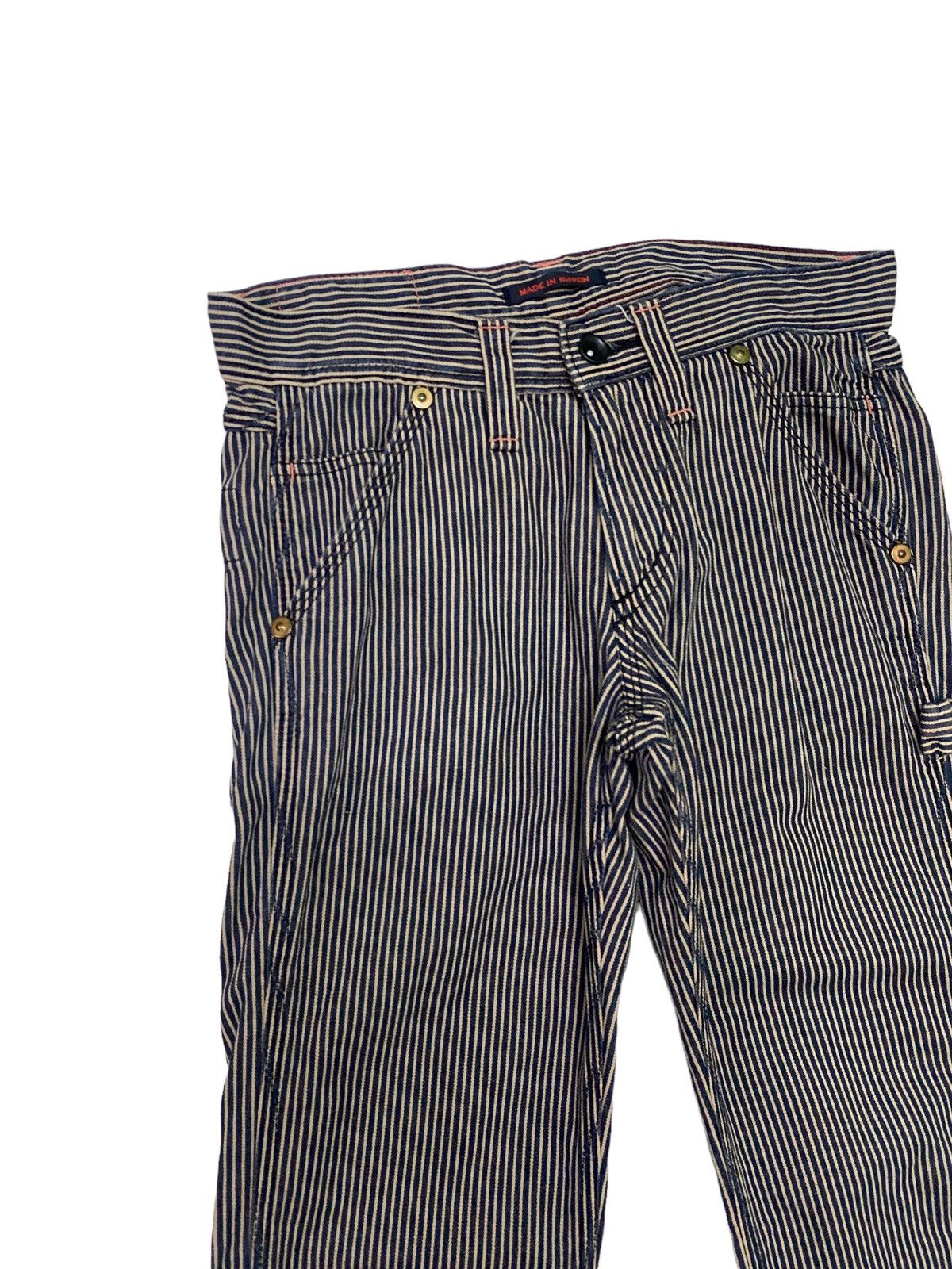 Japanese Brand Vintage Et Boite Carpenter Striped Worker Denim Pant S46k Size US 27 - 6 Thumbnail