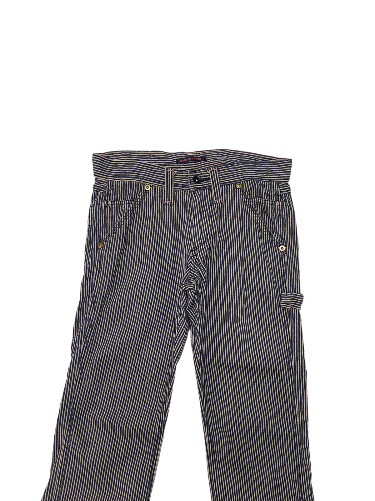 Japanese Brand Vintage Et Boite Carpenter Striped Worker Denim Pant S46k Size US 27 - 4 Thumbnail