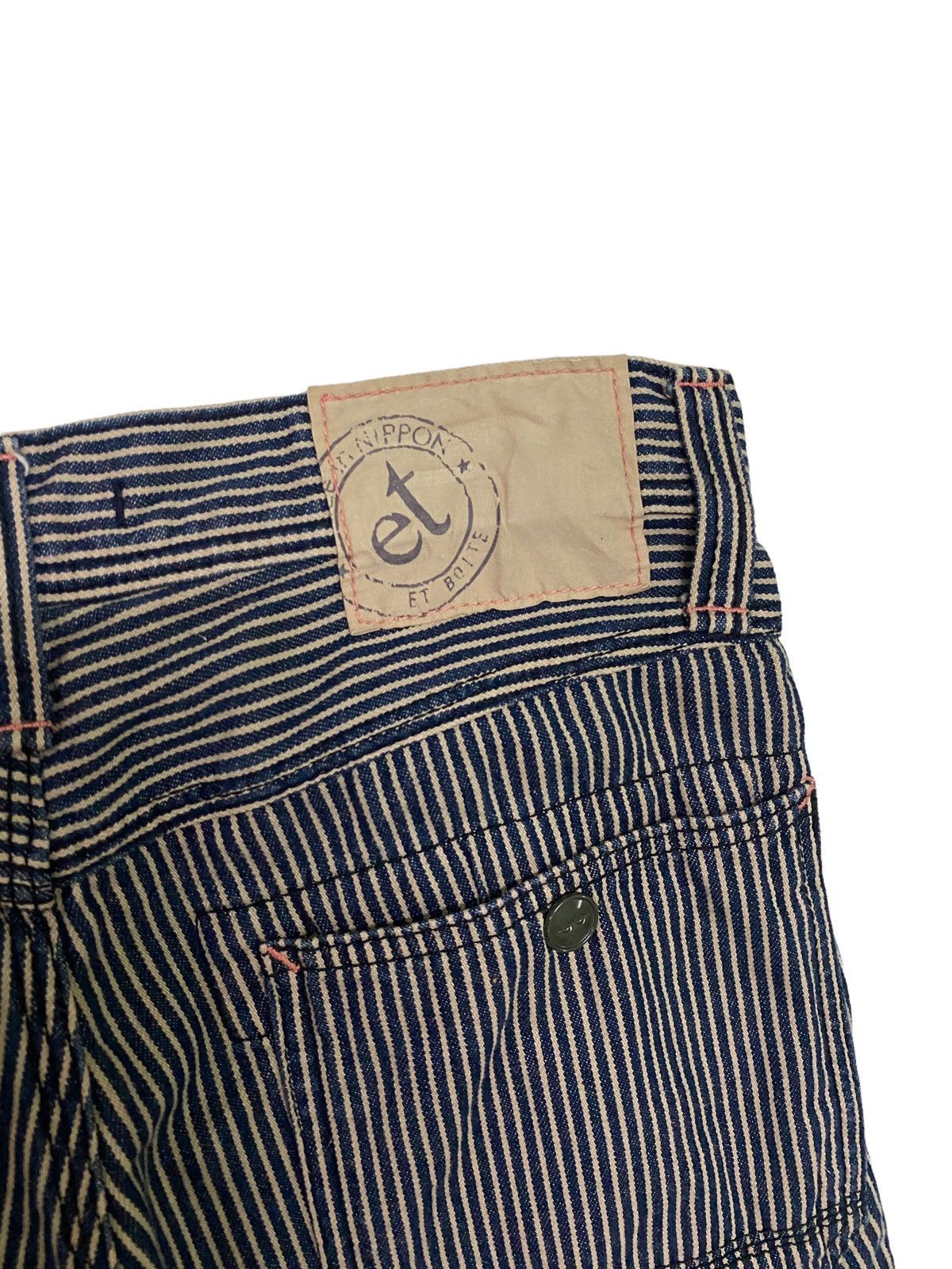 Japanese Brand Vintage Et Boite Carpenter Striped Worker Denim Pant S46k Size US 27 - 11 Thumbnail