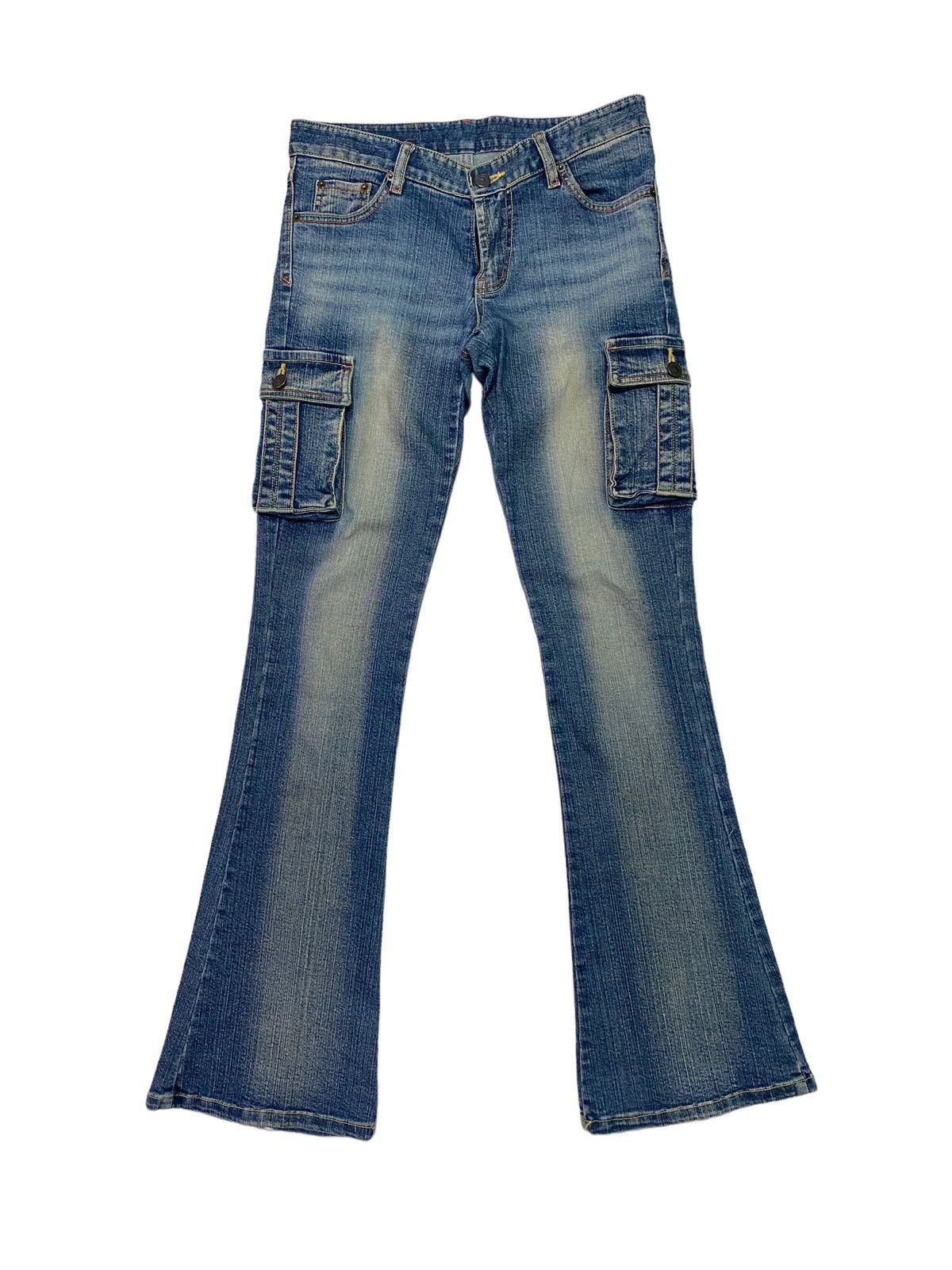 Japanese Brand Flared Sweet B Cargo Multipocket Denim Pant Size US 28 / EU 44 - 3 Thumbnail