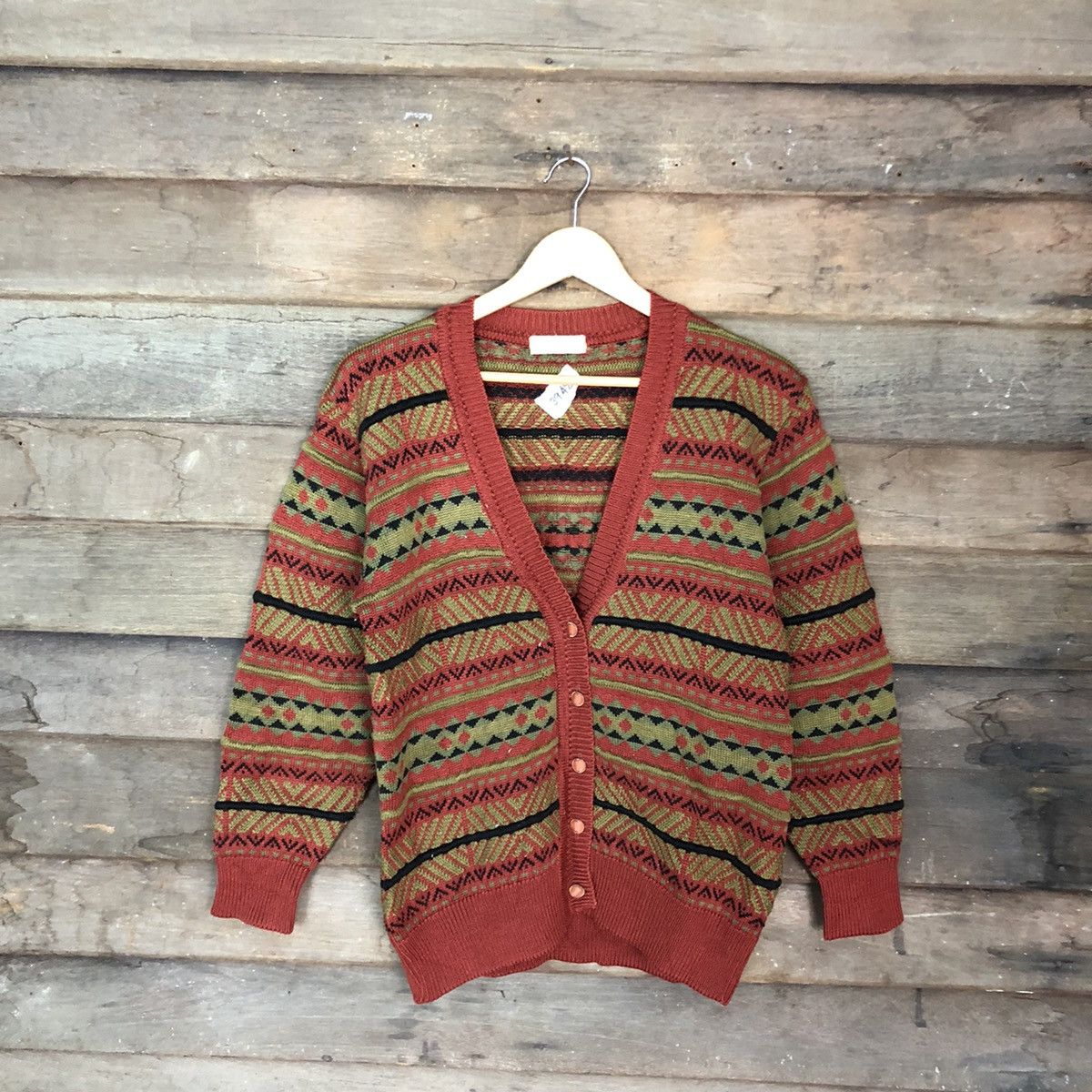 Vintage Pallspyra Brown Navajo distressed knitwear Cardigan #3948 Size US S / EU 44-46 / 1 - 3 Thumbnail
