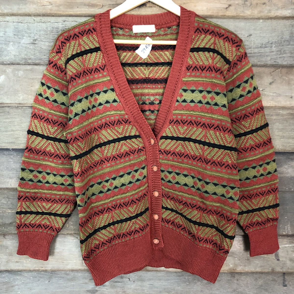 Vintage Pallspyra Brown Navajo distressed knitwear Cardigan #3948 Size US S / EU 44-46 / 1 - 8 Thumbnail