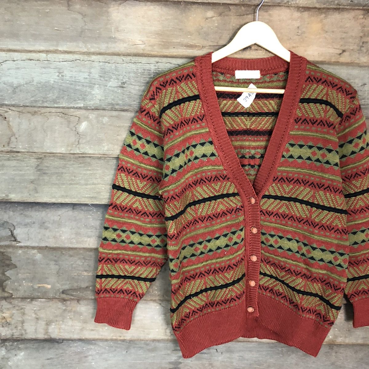 Vintage Pallspyra Brown Navajo distressed knitwear Cardigan #3948 Size US S / EU 44-46 / 1 - 7 Thumbnail
