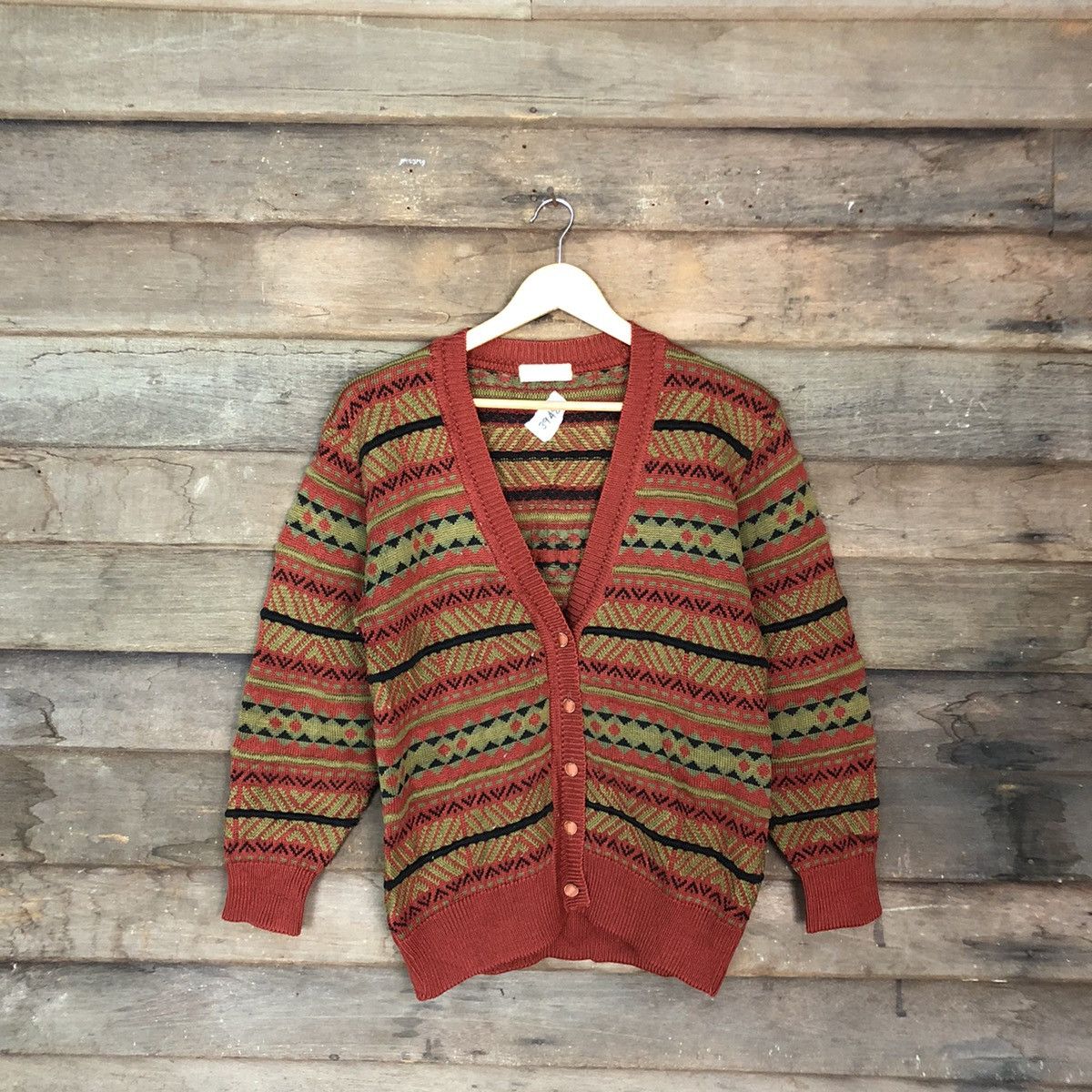 Vintage Pallspyra Brown Navajo distressed knitwear Cardigan #3948 Size US S / EU 44-46 / 1 - 1 Thumbnail