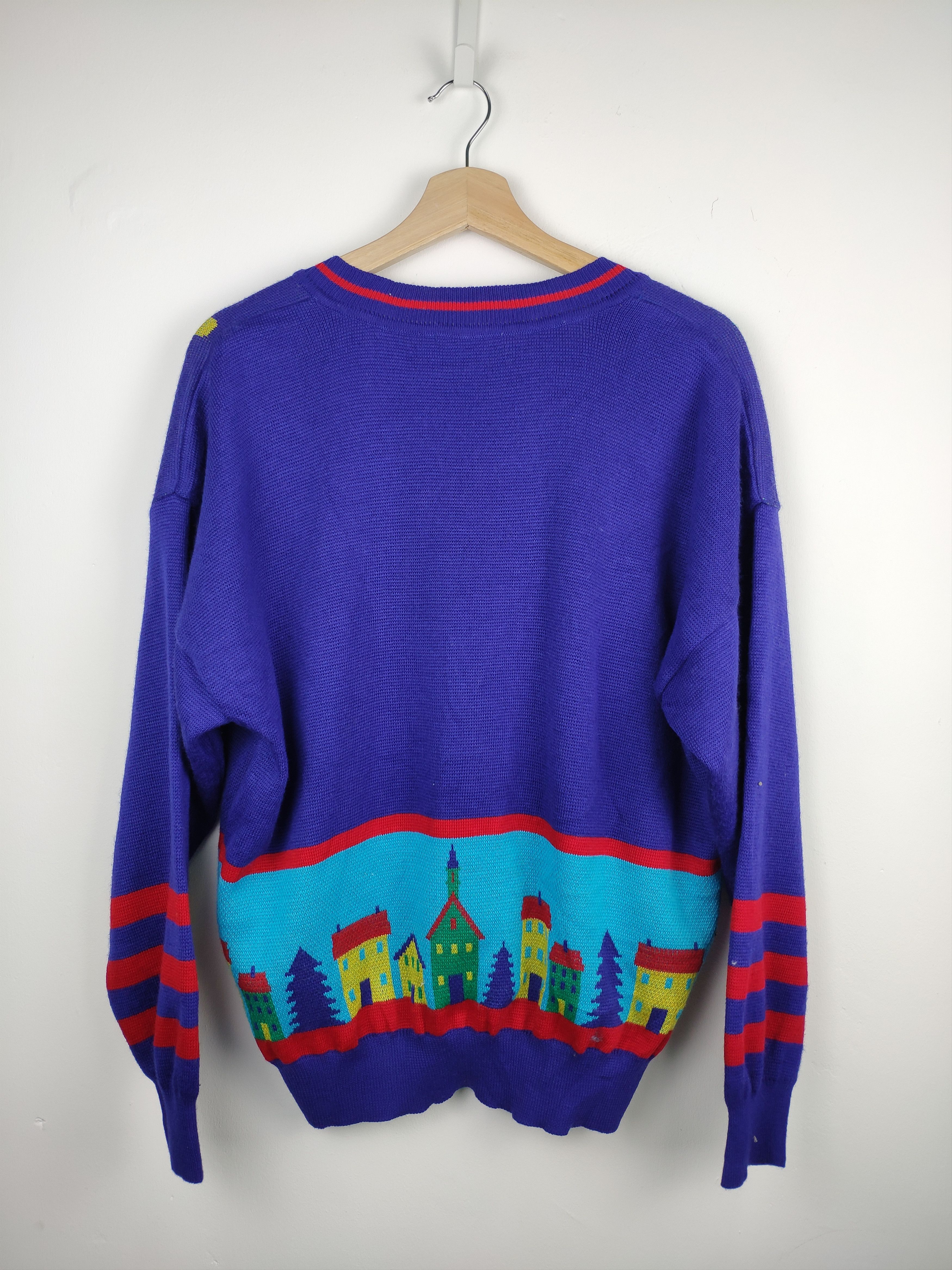 Aran Isles Knitwear × Japanese Brand × Vintage Vintage Wool Knit Sweater V Neck Givy Cartoon Size US L / EU 52-54 / 3 - 6 Thumbnail
