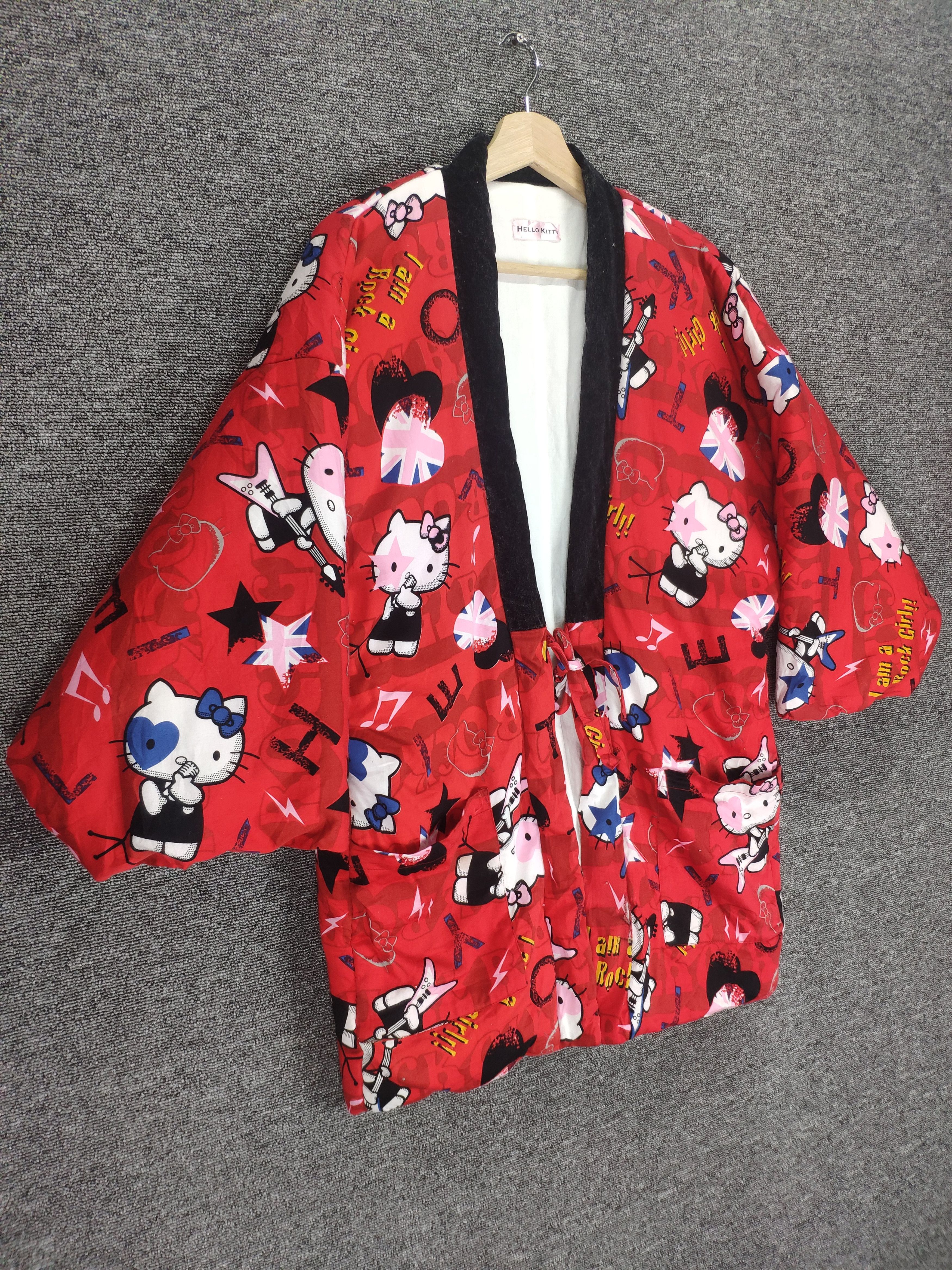 Anime × Japanese Brand × Vintage Steals 💥 Hello Kitty Cardigan Kimono Fullprint Size US L / EU 52-54 / 3 - 3 Thumbnail