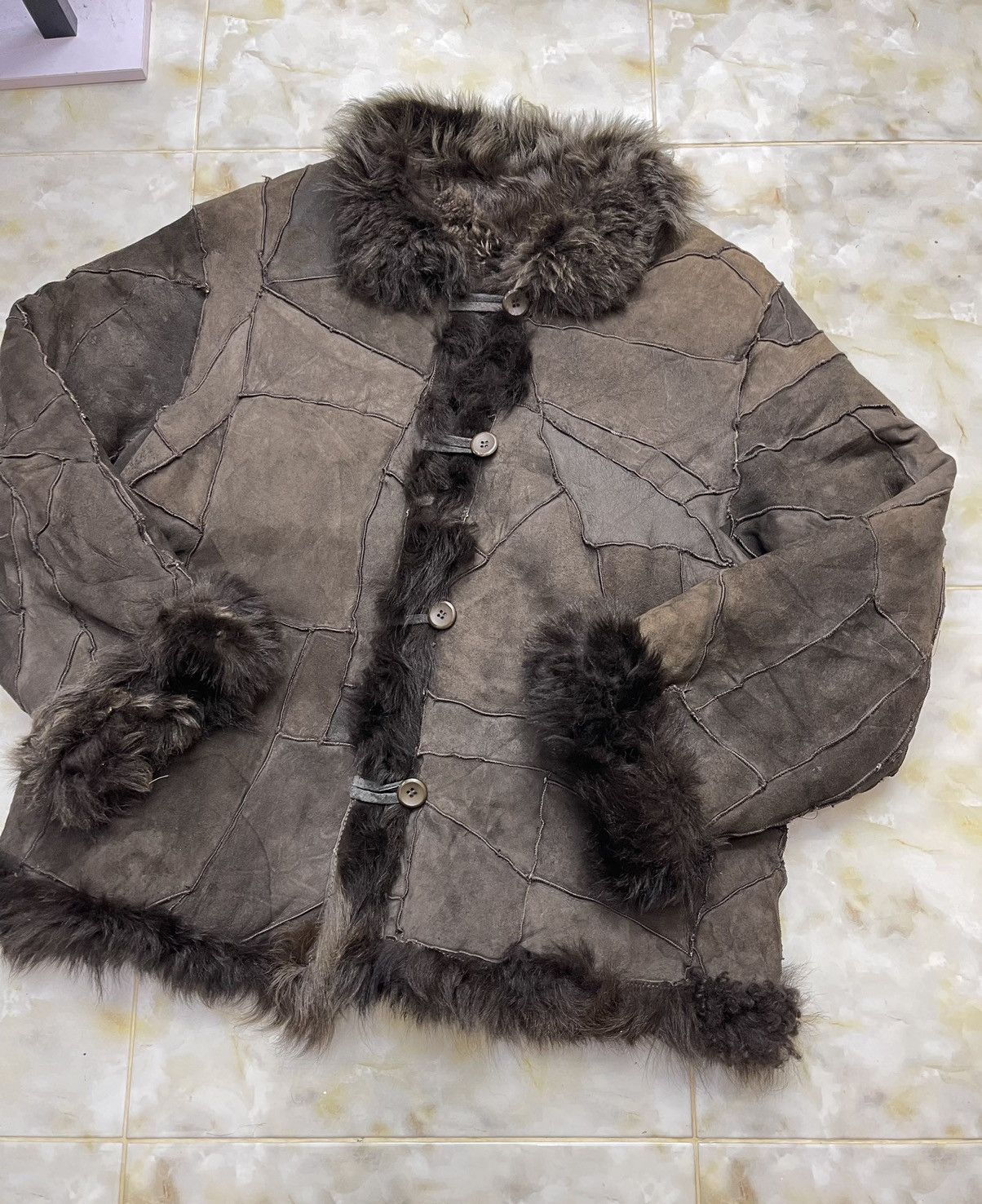 Vintage Sheepskin Real Fur Jacket Patchwork Size US M / EU 48-50 / 2 - 6 Thumbnail